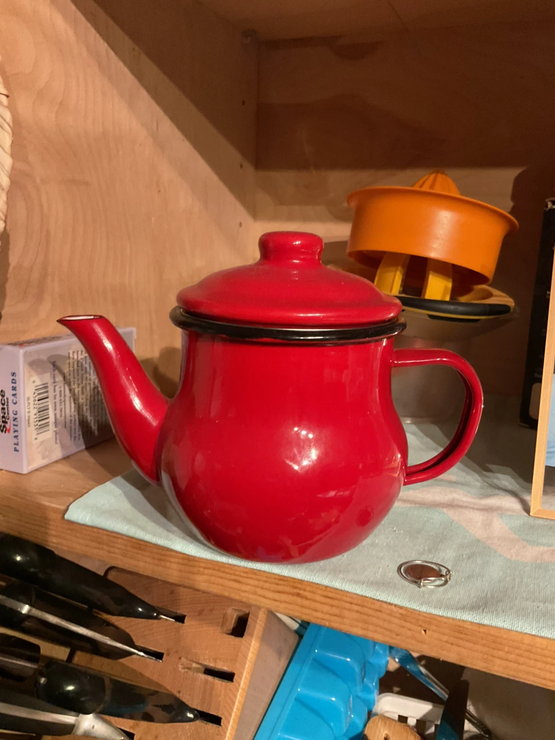 Red Enamel Teapot