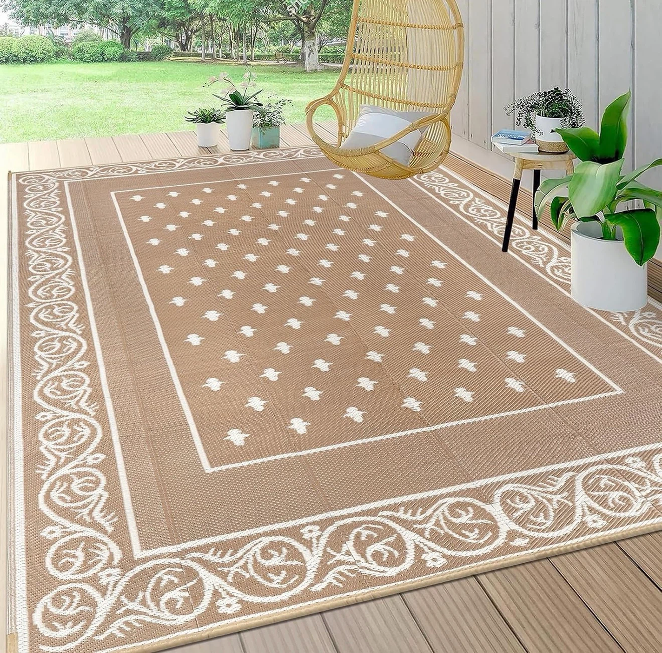 6x9 Waterproof Outdoor Rug, Plastic Straw Patio Rug