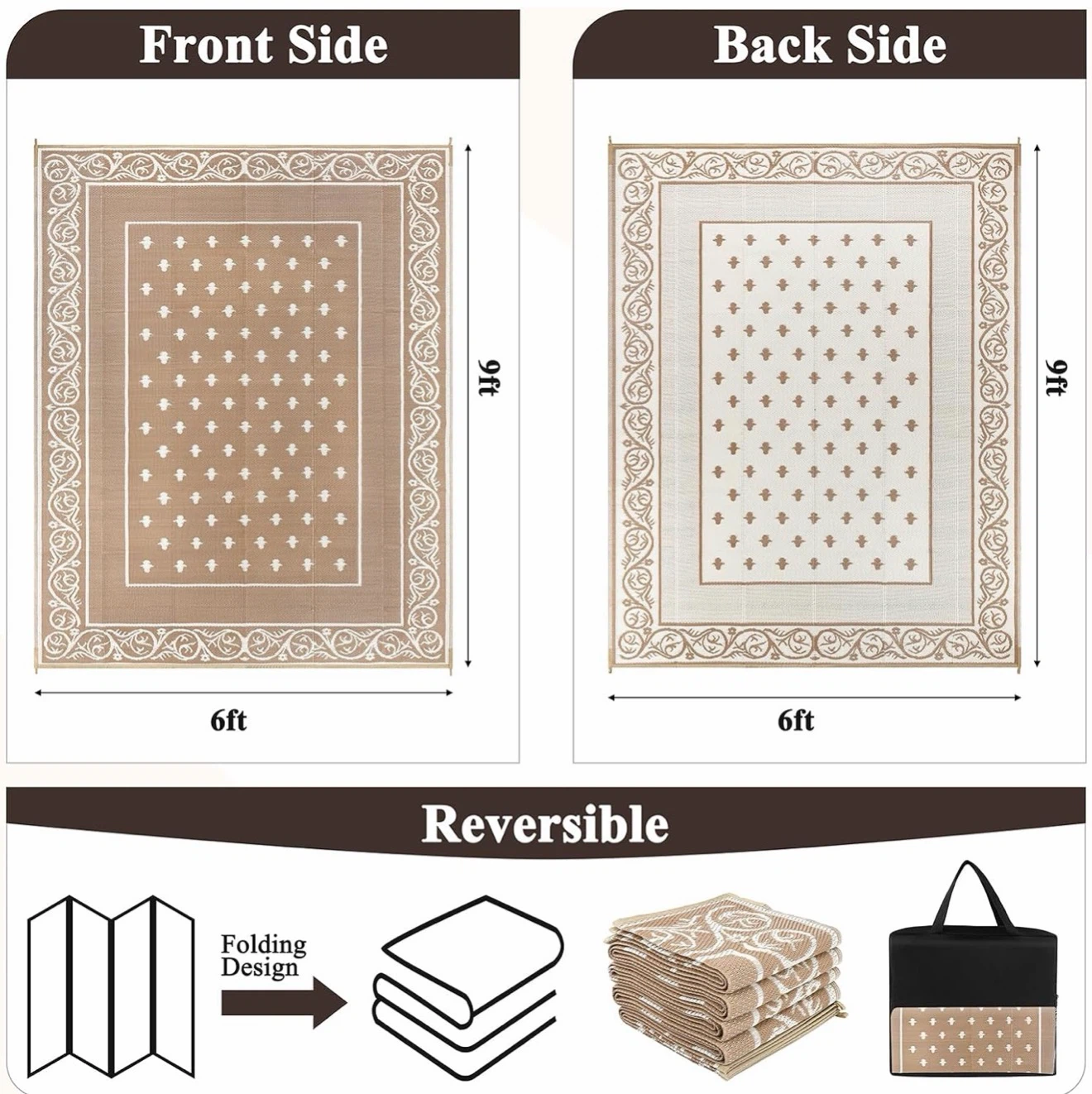6x9 Waterproof Outdoor Rug, Plastic Straw Patio Rug - photo 2