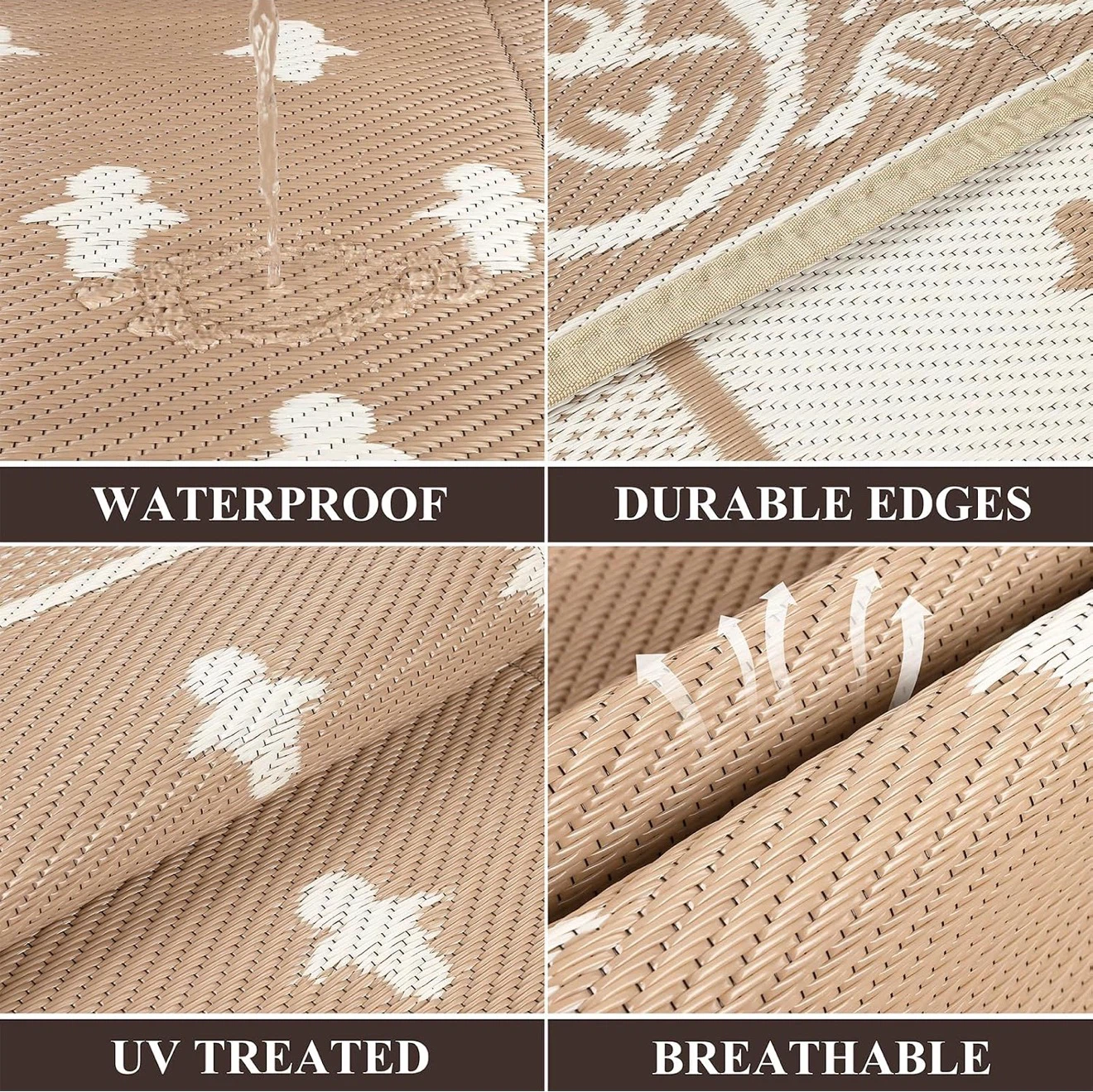 6x9 Waterproof Outdoor Rug, Plastic Straw Patio Rug - photo 3