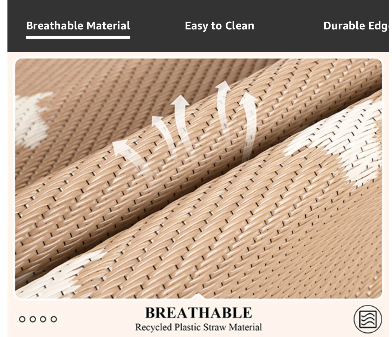 6x9 Waterproof Outdoor Rug, Plastic Straw Patio Rug - photo 4