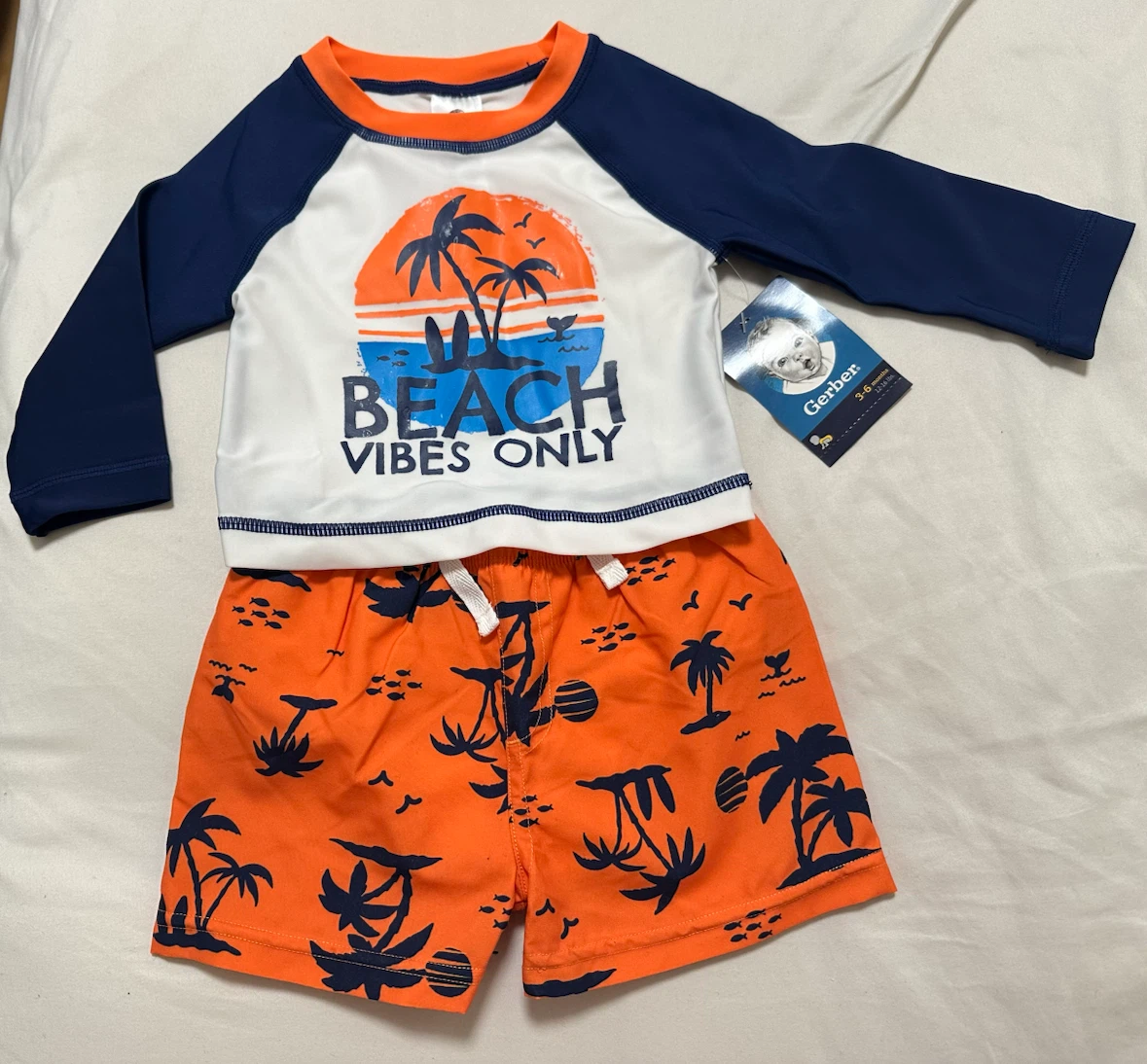 Gerber Baby Boys Long Sleeve Rashguard Swim Set