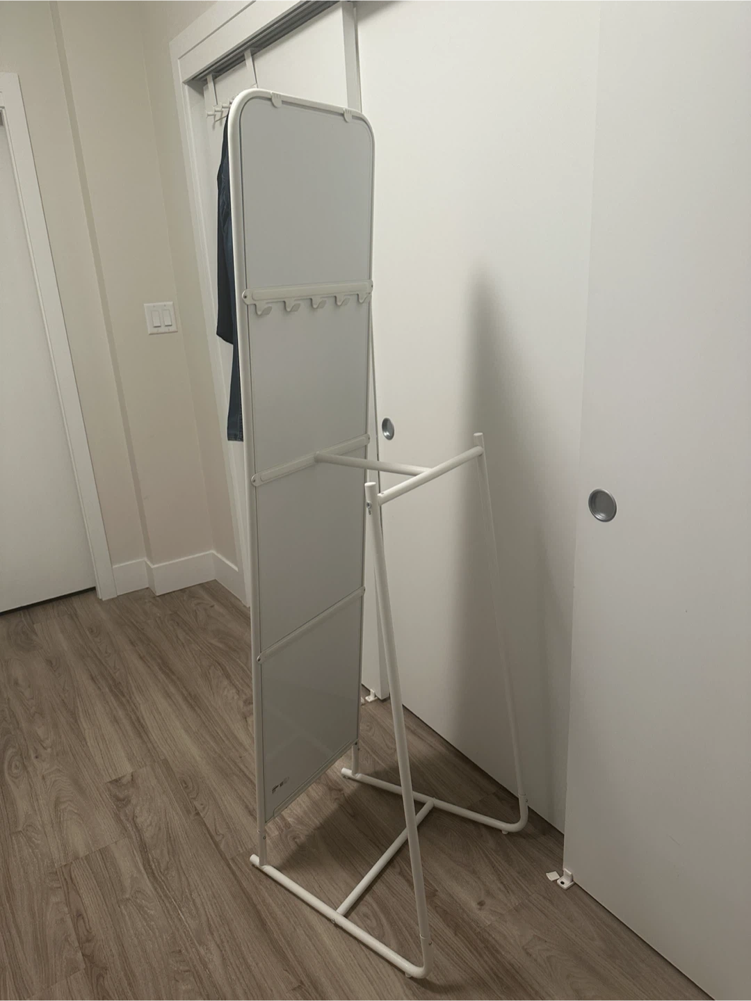IKEA standing White Mirror with Coat Rack - photo 2