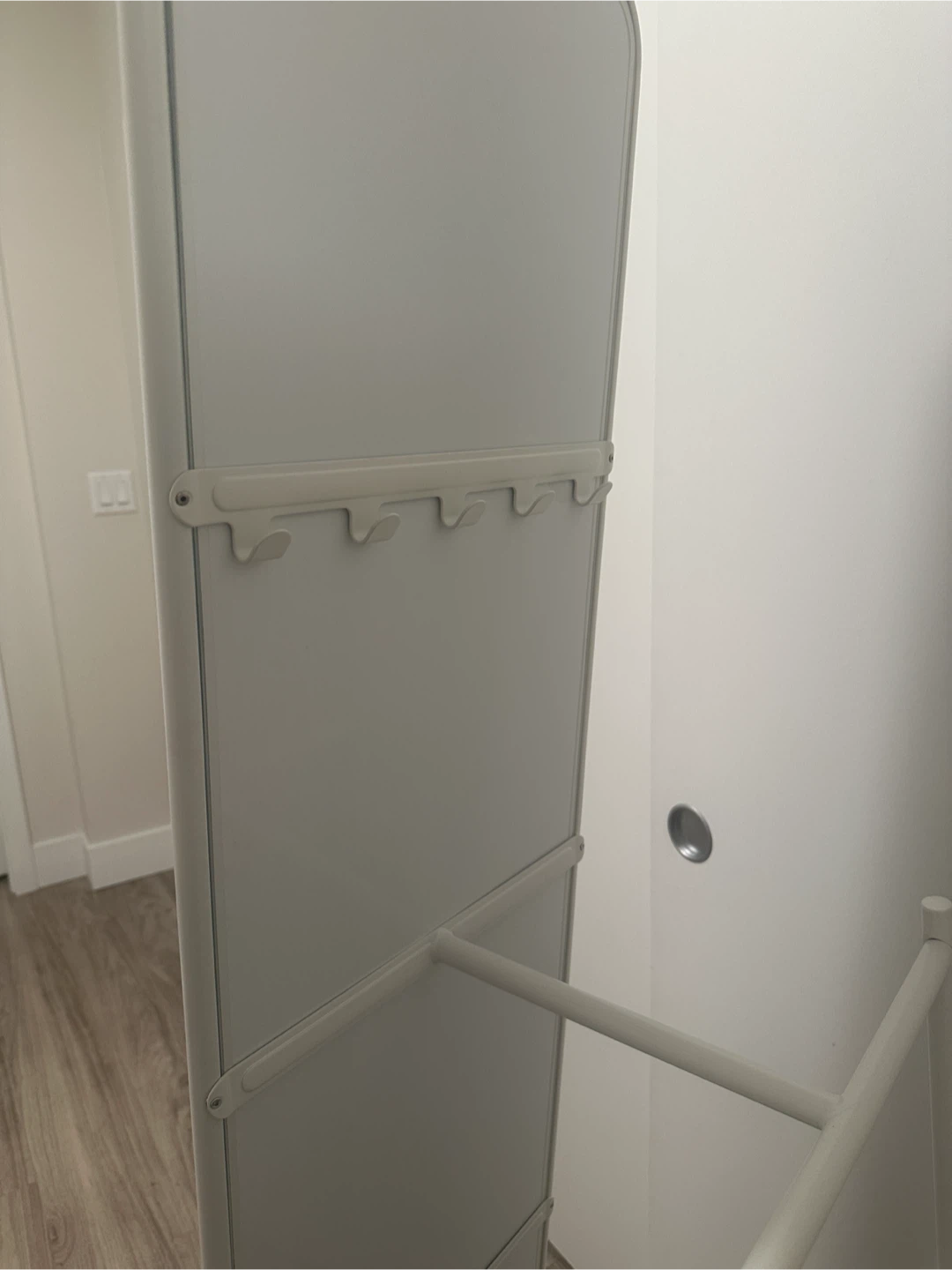 IKEA standing White Mirror with Coat Rack - photo 3