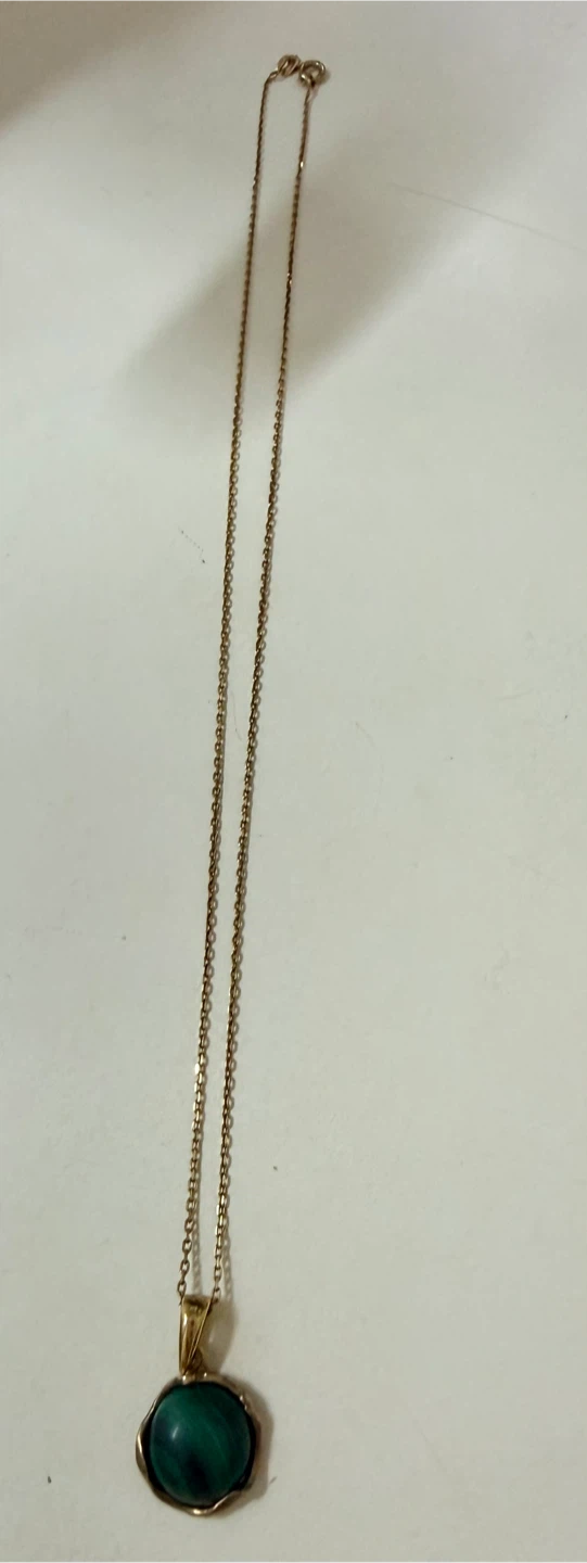 Gold Malachite Pendant Necklace - photo 3