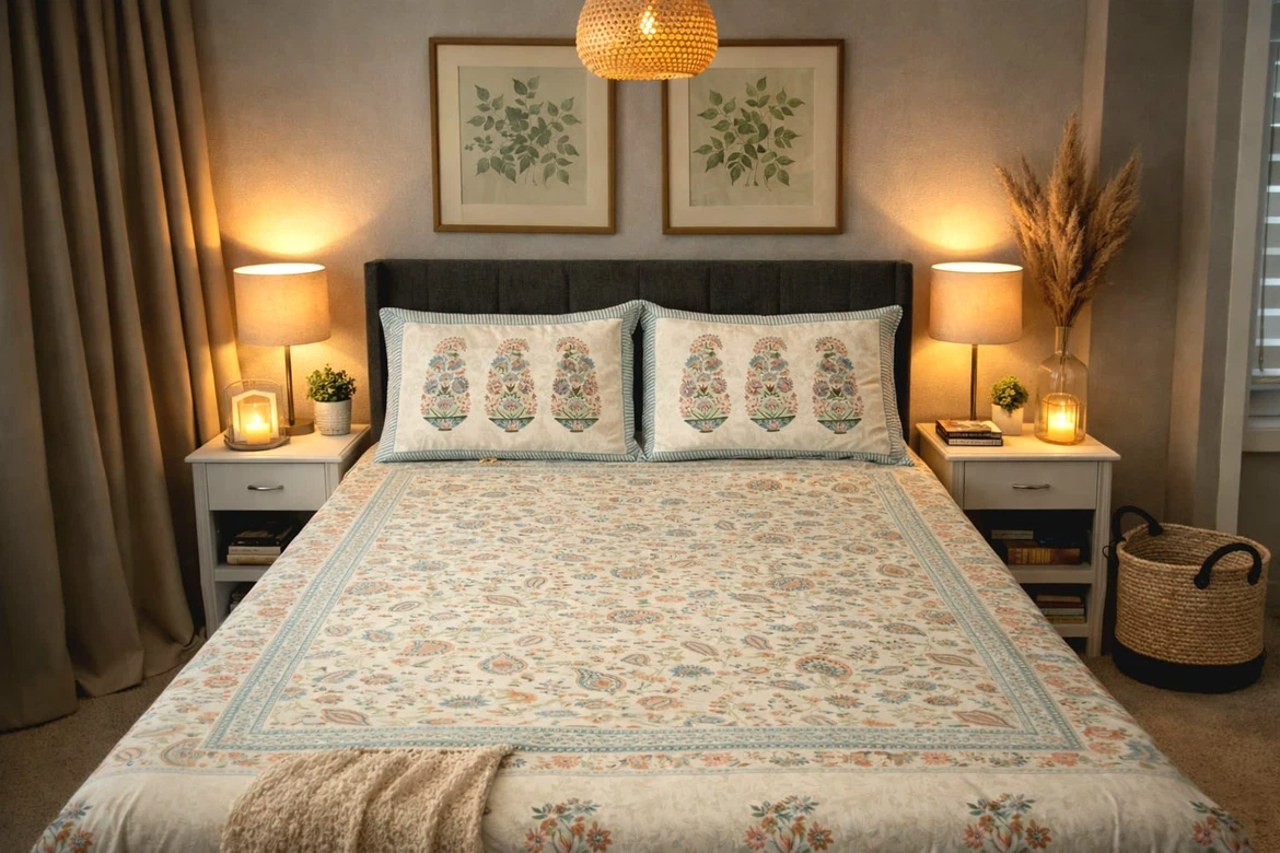 Cotton Floral Bed Sheet Set in King Size - photo 4
