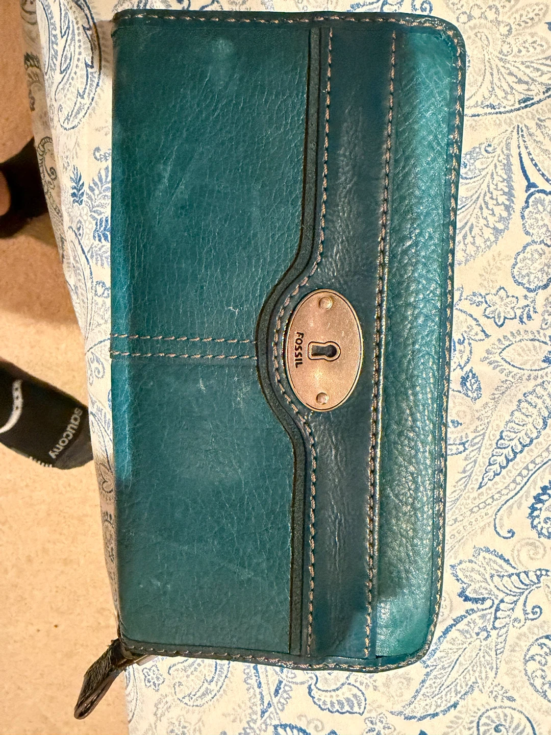 Fossil Teal Leather Wallet - photo 4