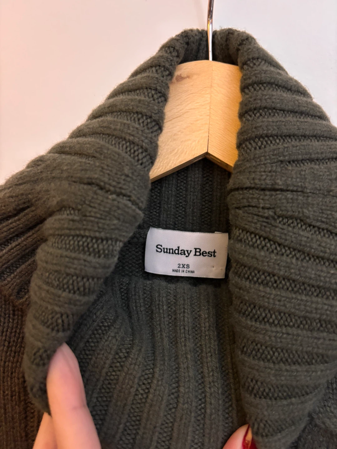 Sunday Best Olive Green Cable Knit Turtleneck Sweater - photo 4