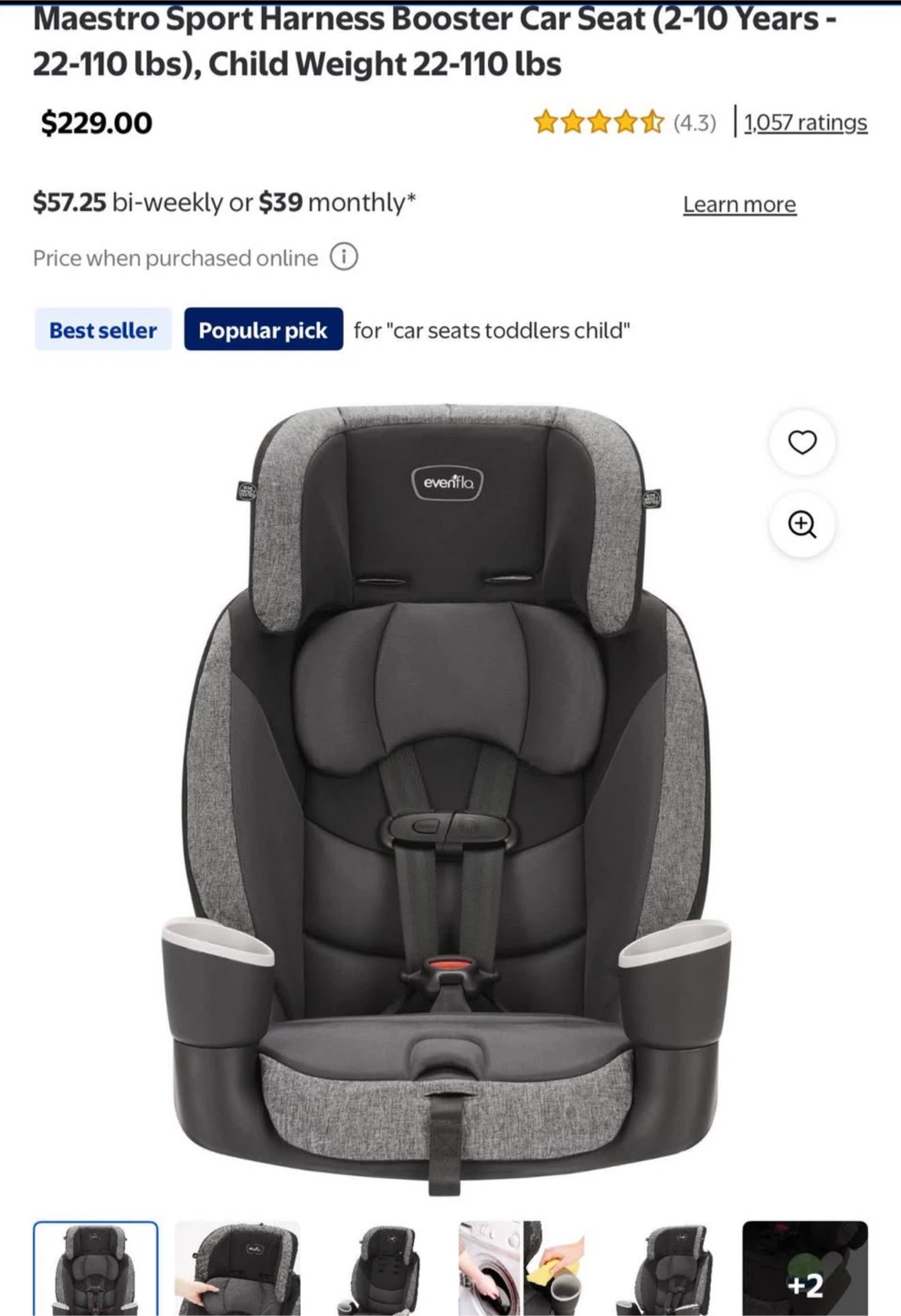 Evenflo Maestro Sport Harness Booster Car Seat