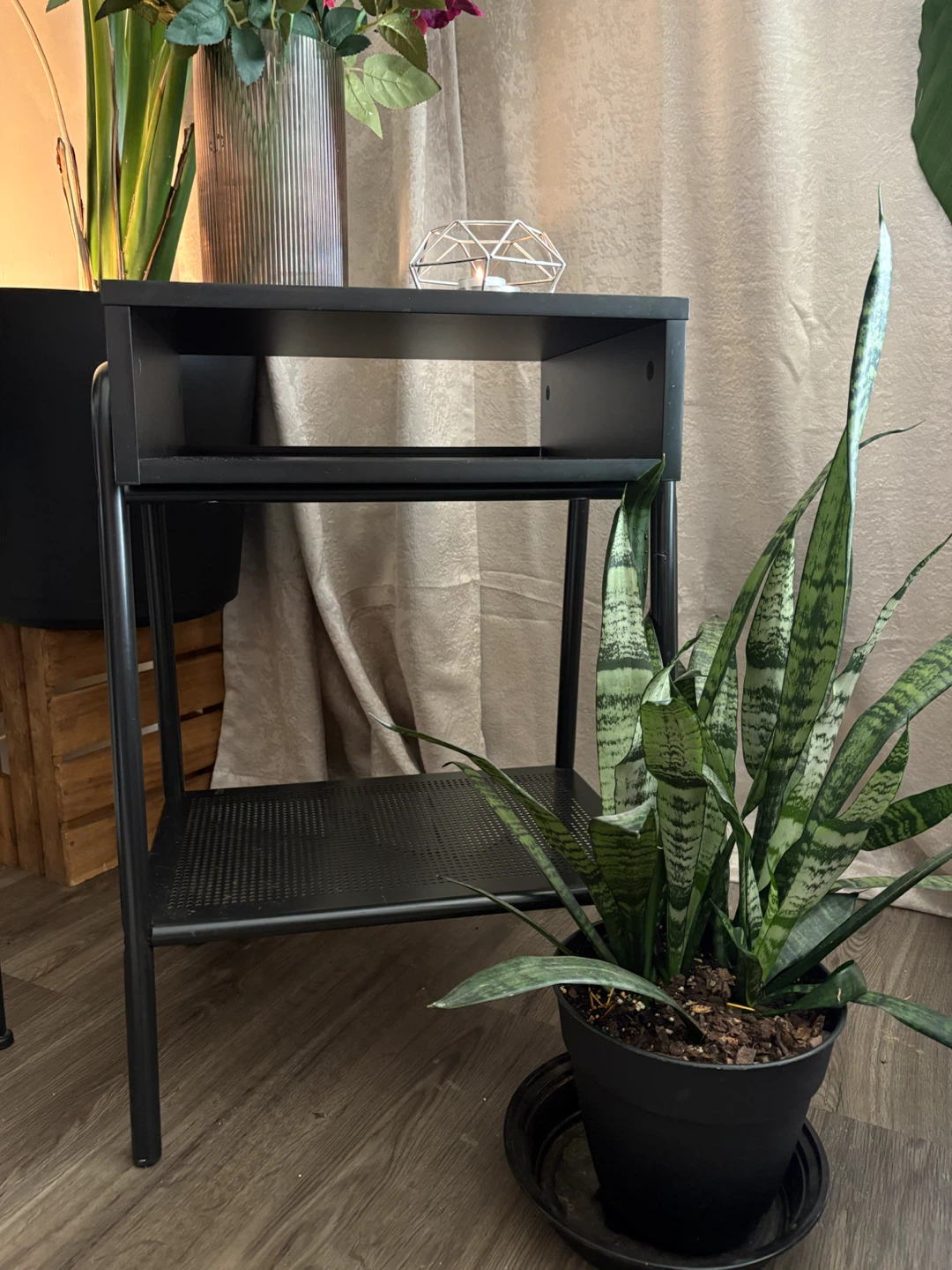 Black Metal Bedside Table