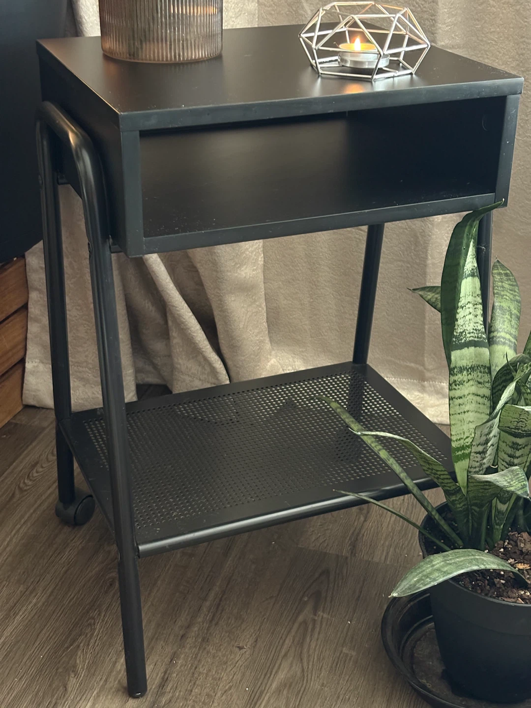 Black Metal Bedside Table - photo 2