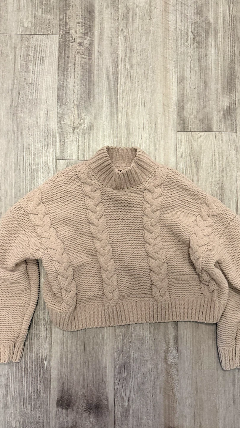 Pink Rose Cable Knit Sweater Beige