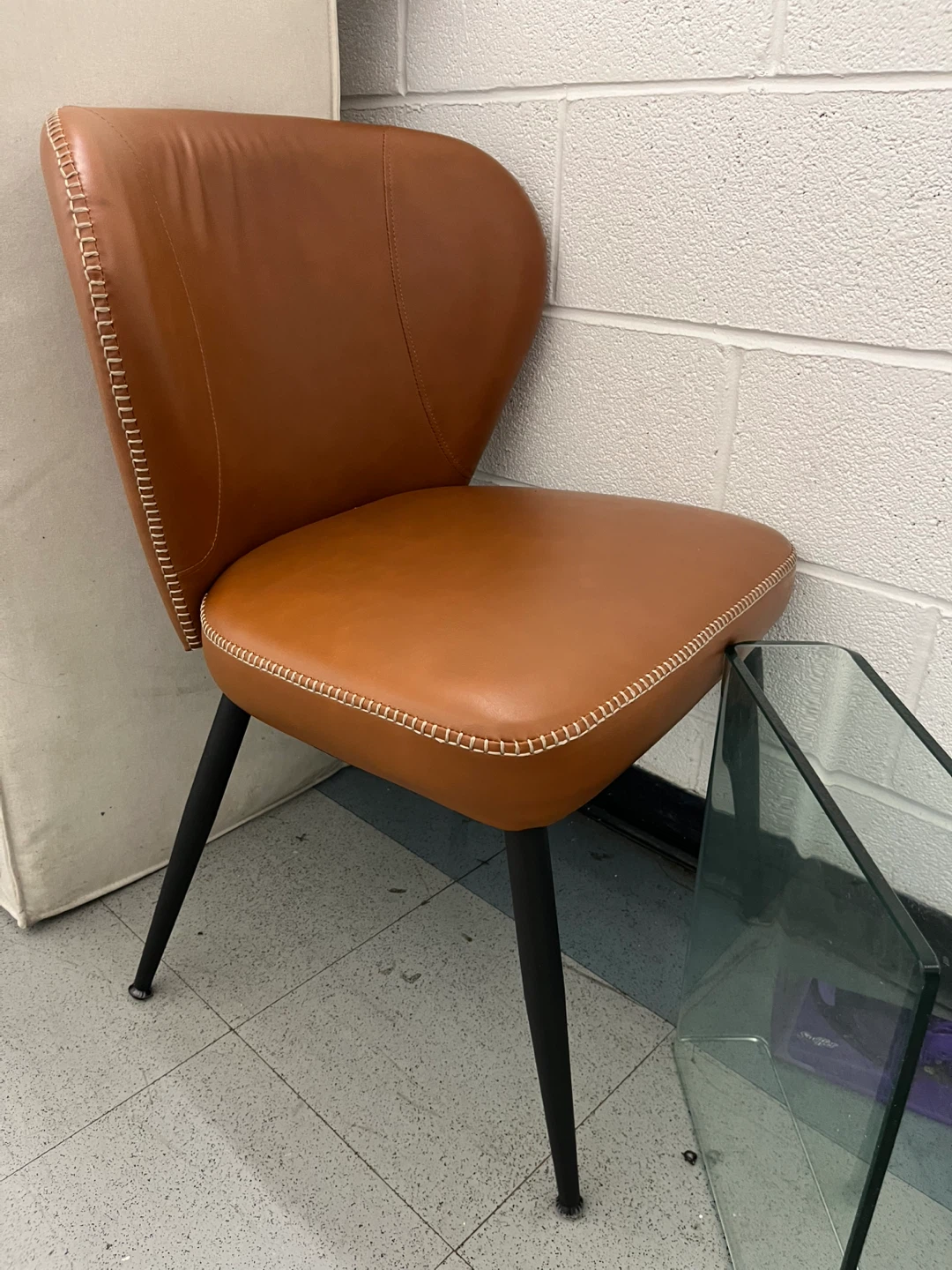 Modern Tan Faux Leather Dining Chair