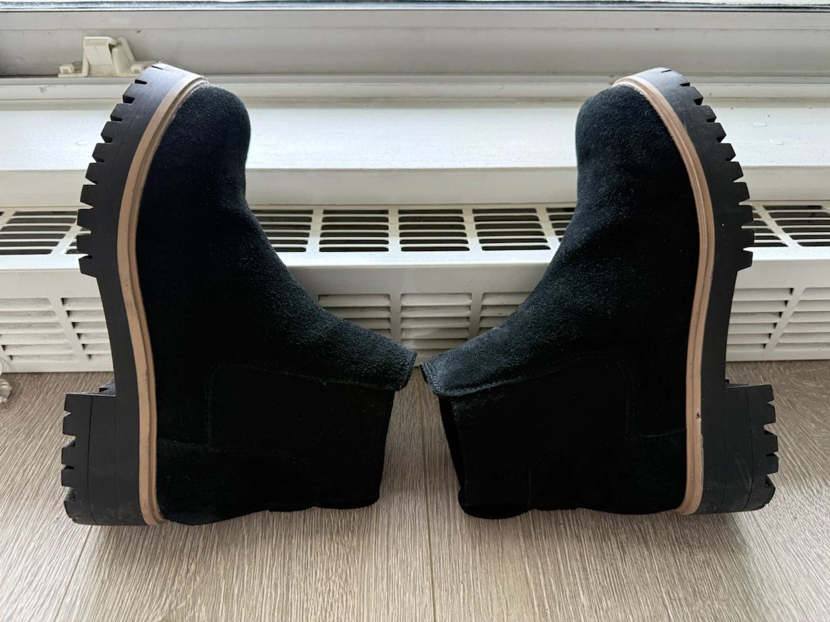 Black Suede Ankle Boots Size 7 - photo 4