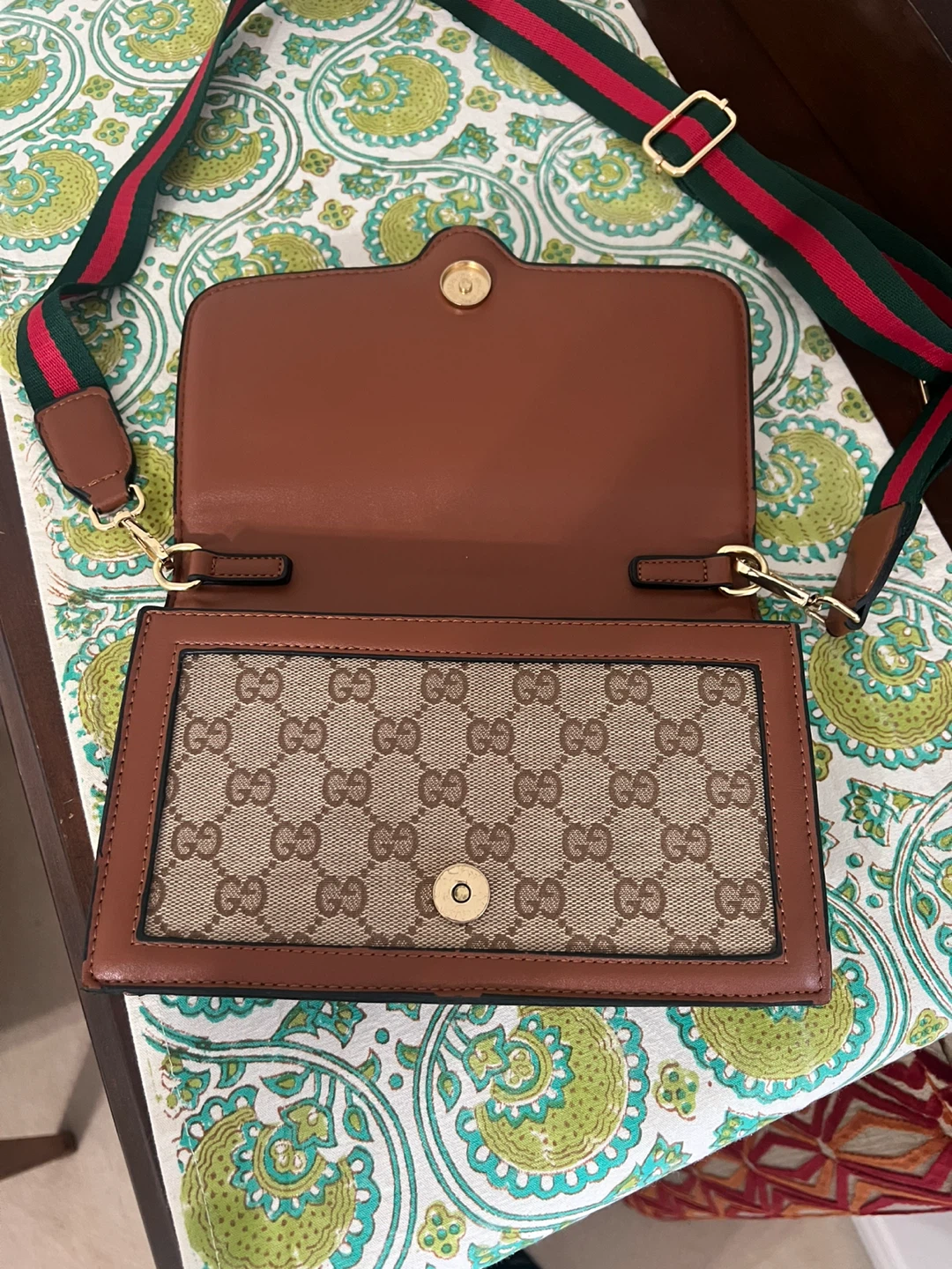 Gucci style canvas and leather cross body bag - photo 4