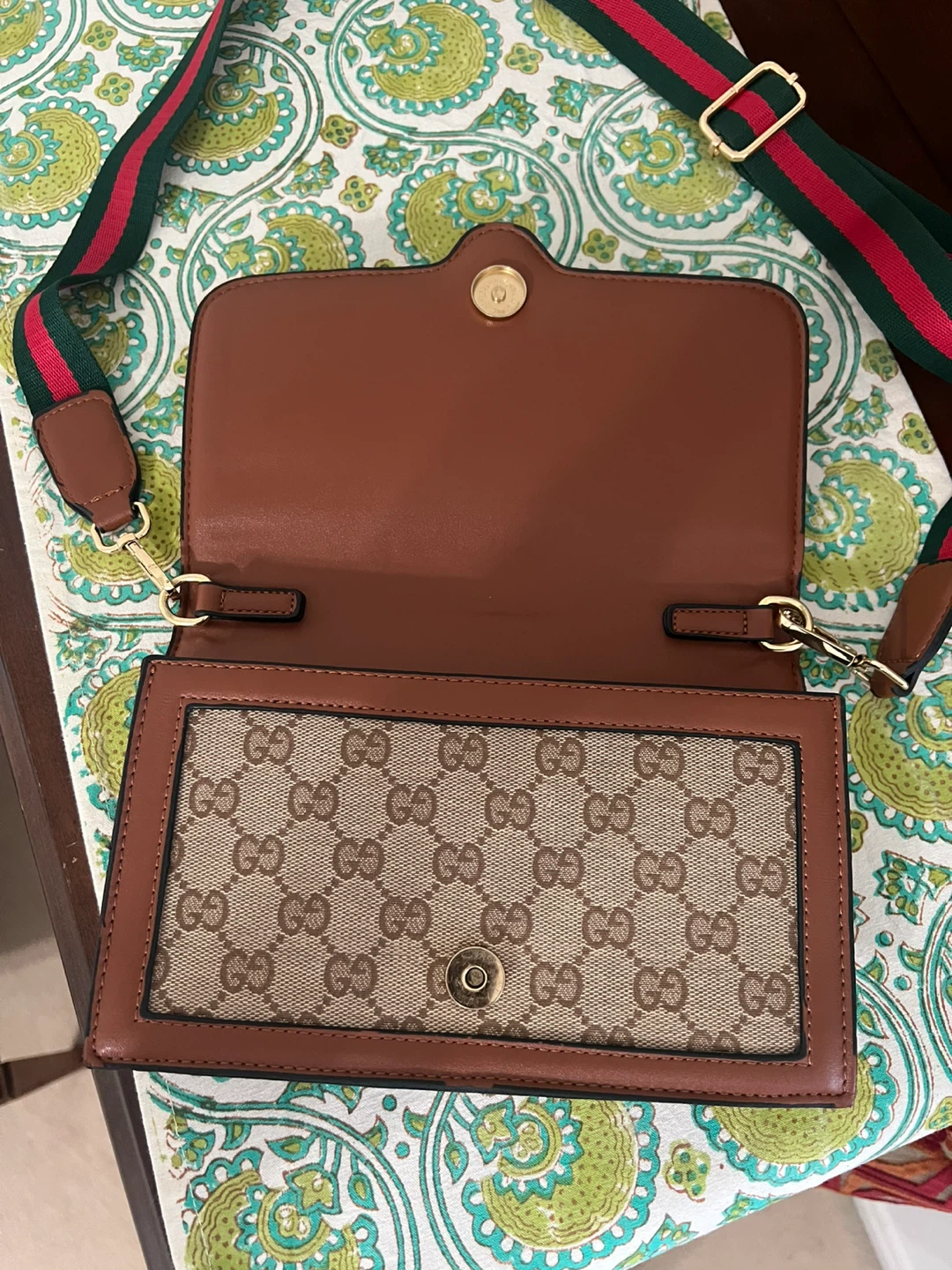 Gucci style canvas and leather cross body bag - photo 5