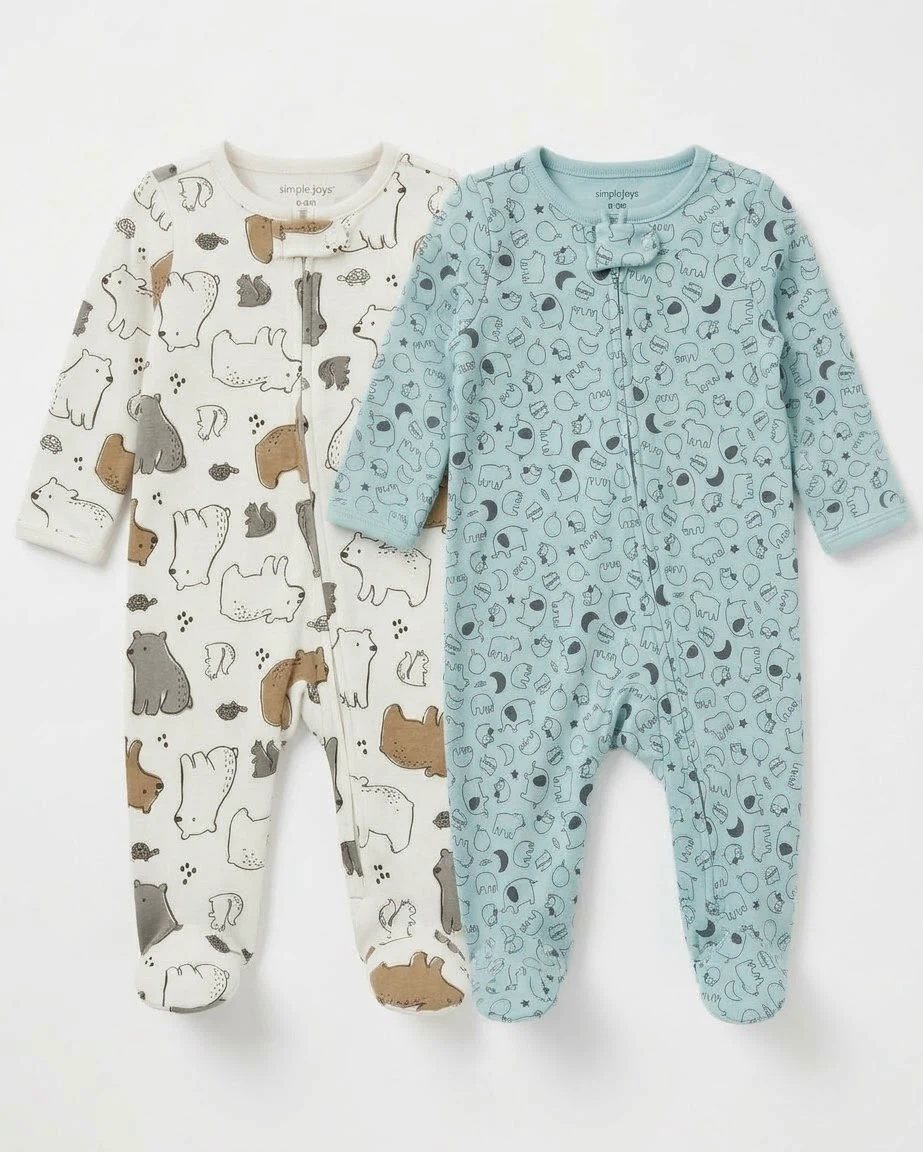 2 Simple Joys Baby Sleepers 0-3M, Brand New
