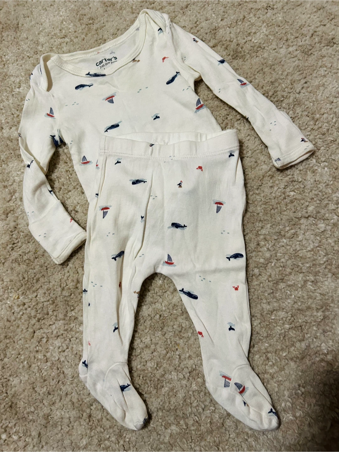 Carter's Just One You Newborn Nautical Footed Pajamas