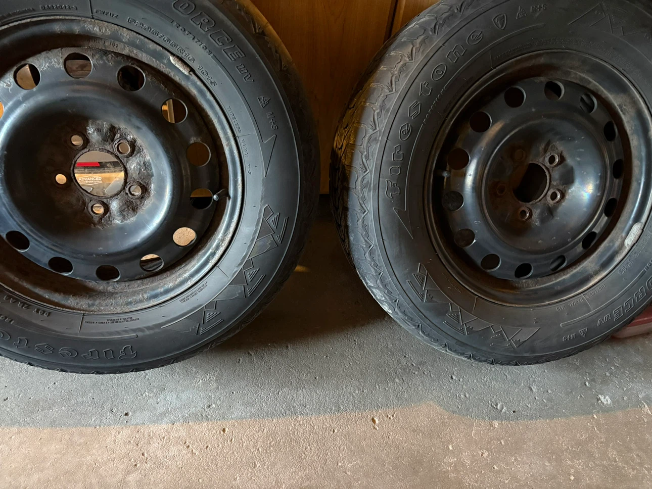 2 Firestone P235/65R16 Tires on Steel Rims