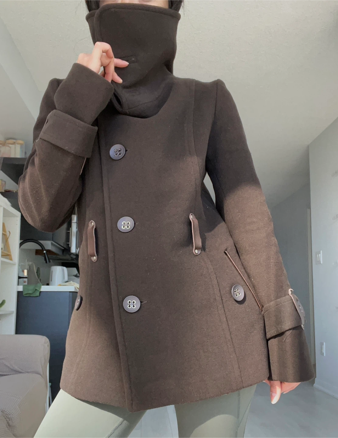 Mackage Dark Brown Wool-cashmere Blend Pea Coat - photo 3