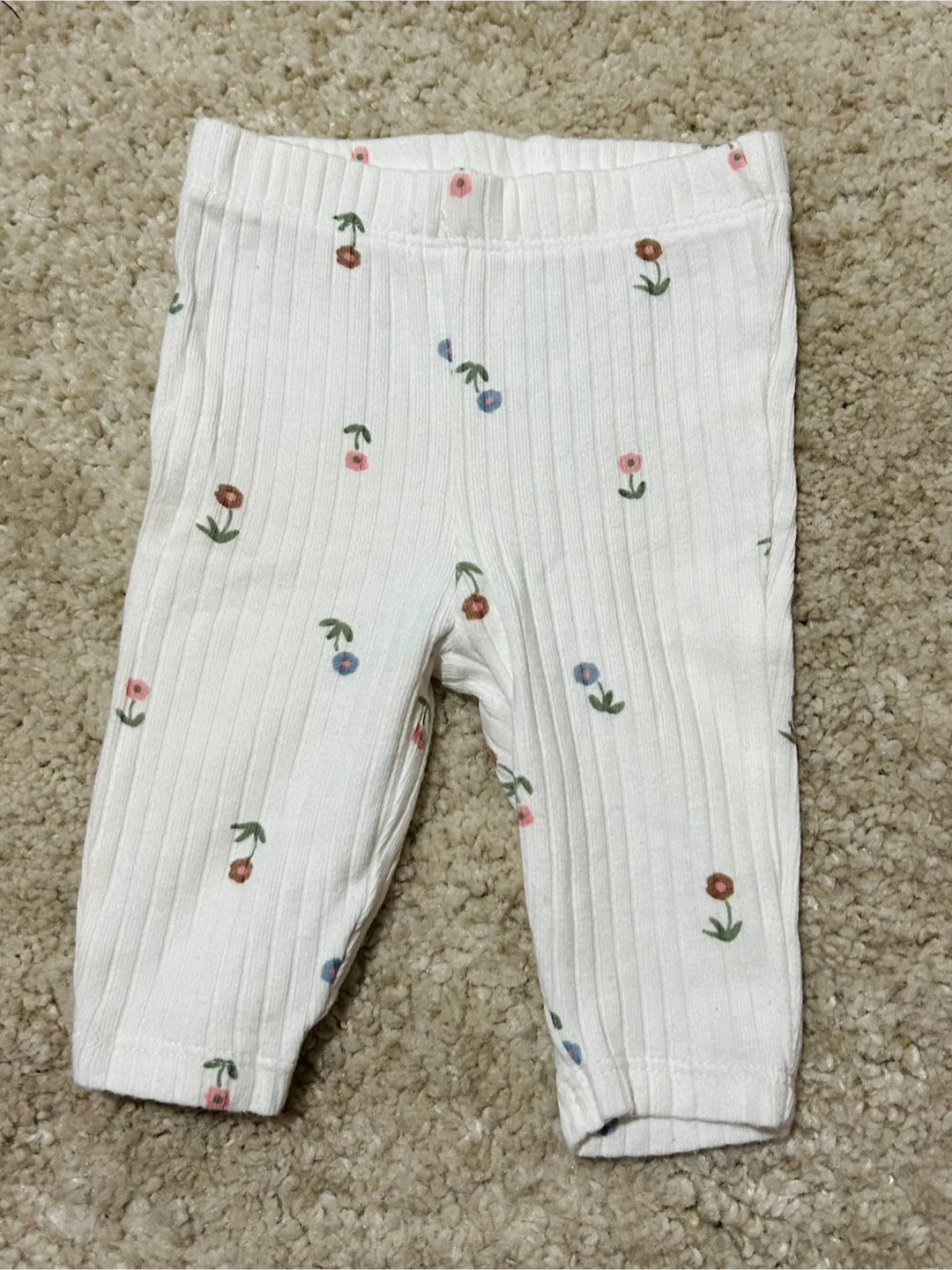 Carter's Floral Ribbed Newborn Leggings
