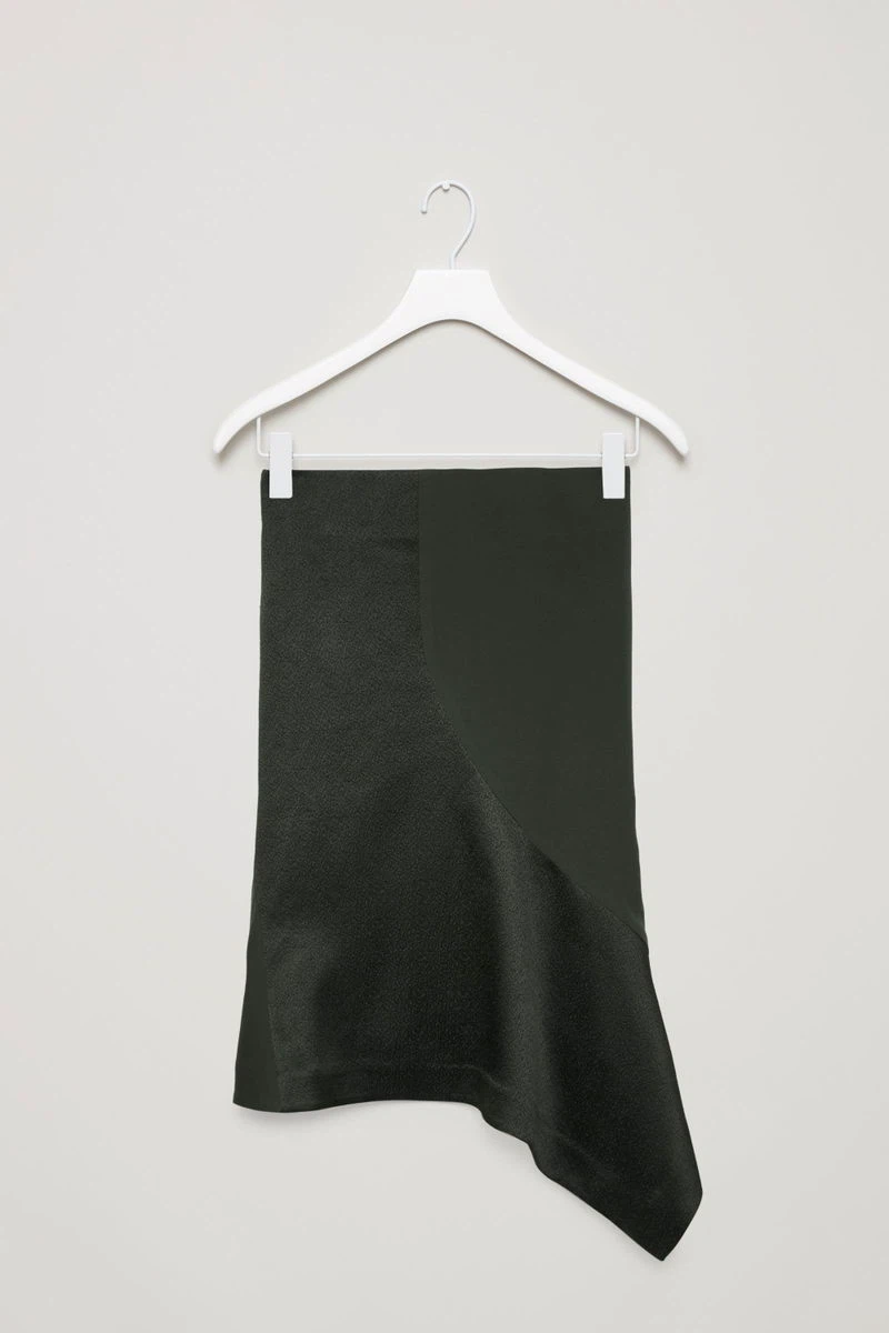 COS Asymmetrical Hem Midi Skirt - Dark Green - photo 4