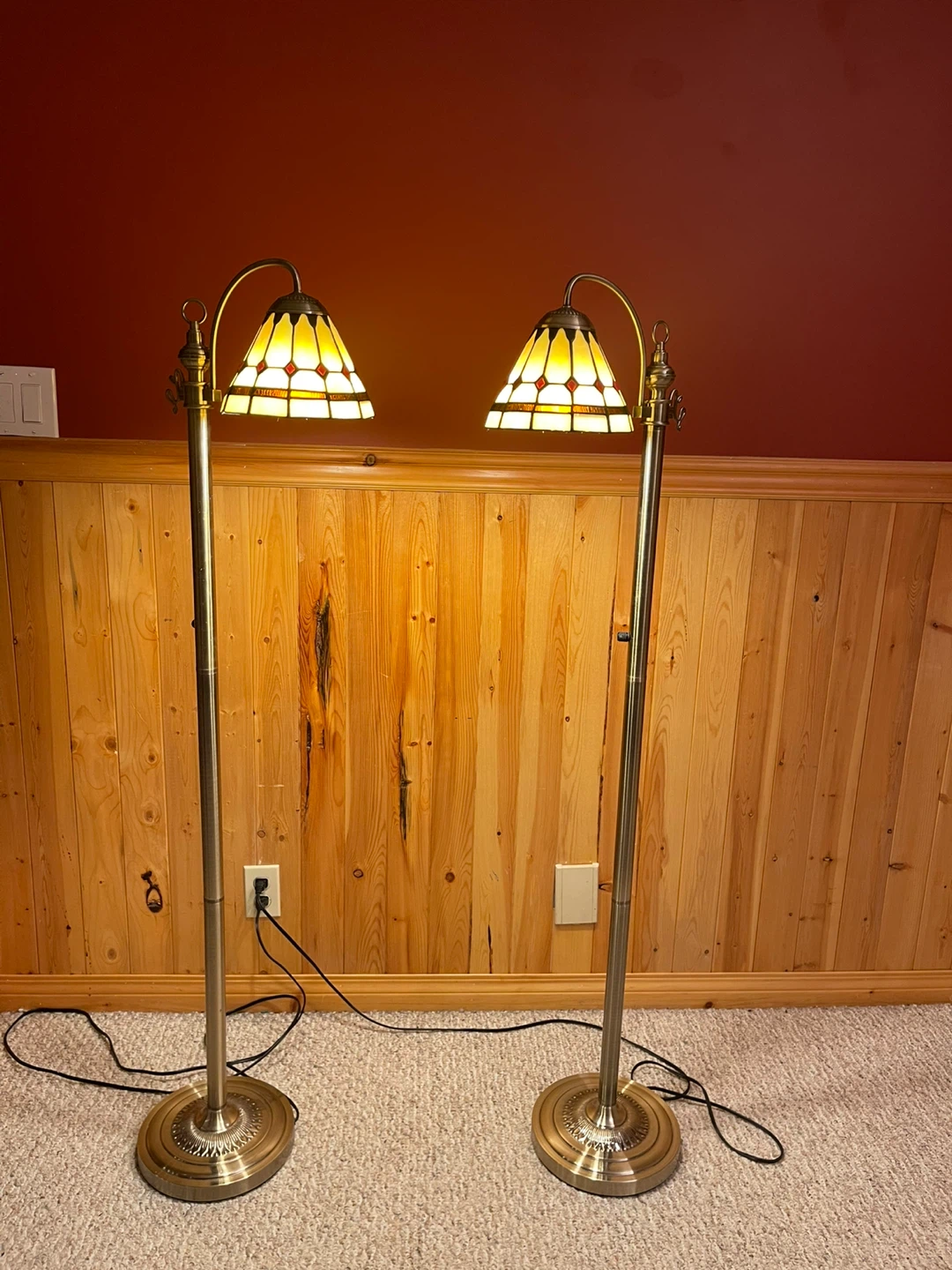 A beautiful Tiffany Style stained glass floor lamp