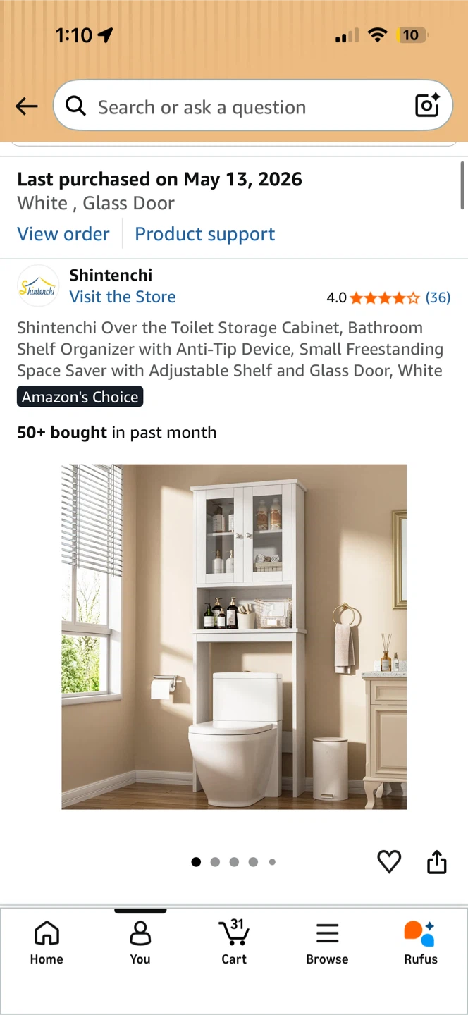 Shintenchi White Over-the-Toilet Storage Cabinet - photo 5