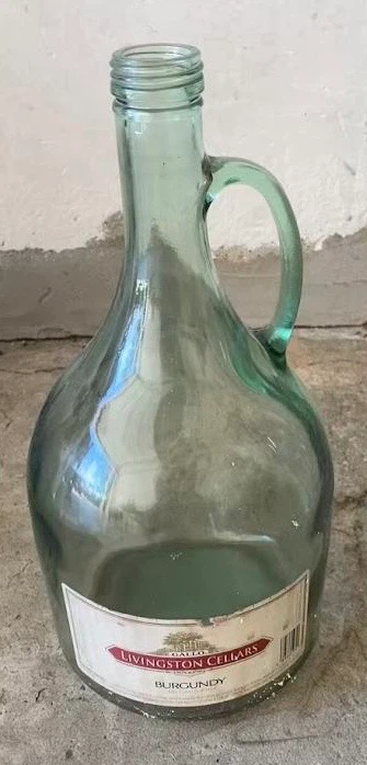 Empty Vintage 3L Green Livingston Cellars Glass Jug
