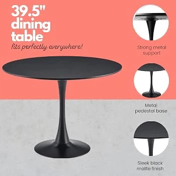 Aykah 39.5” Round Pedastal Dining table with 4 chairs