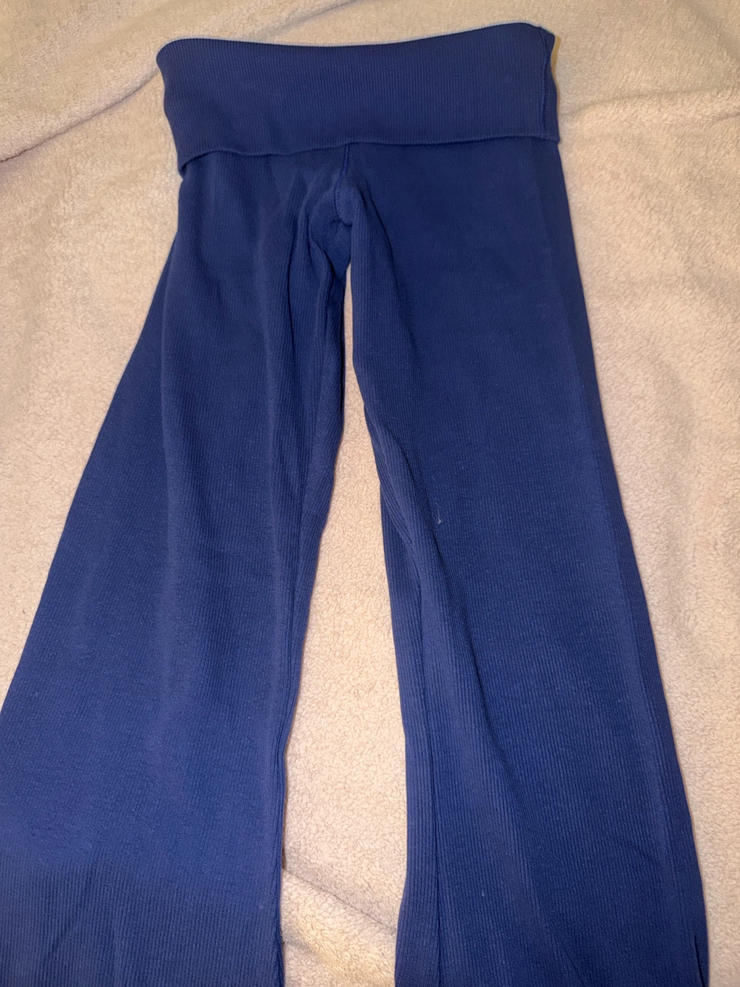 Navy Ribbed Flare Leggings