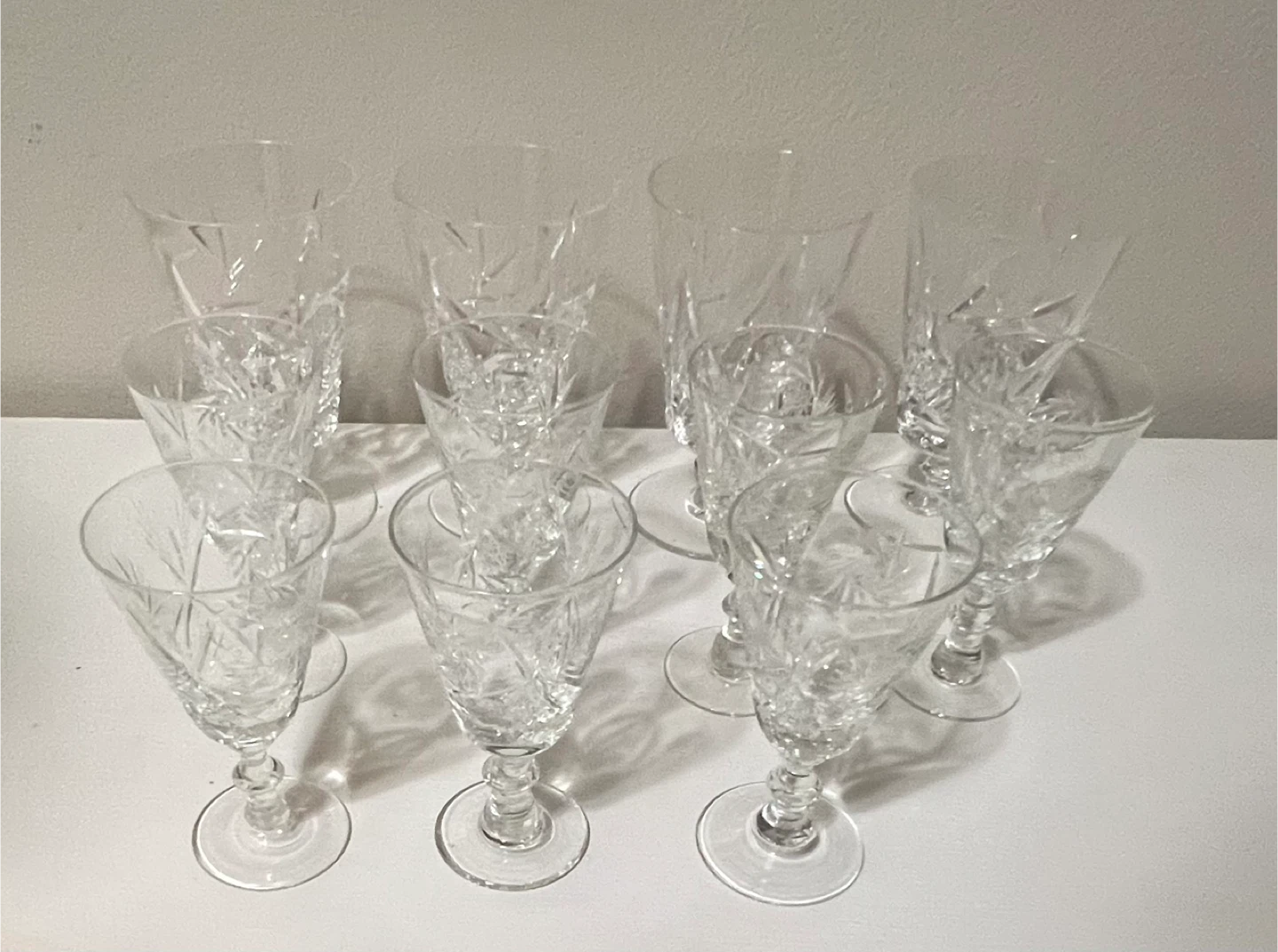 Bohemian Cut Crystal Glasses - Star of David Pinwheel