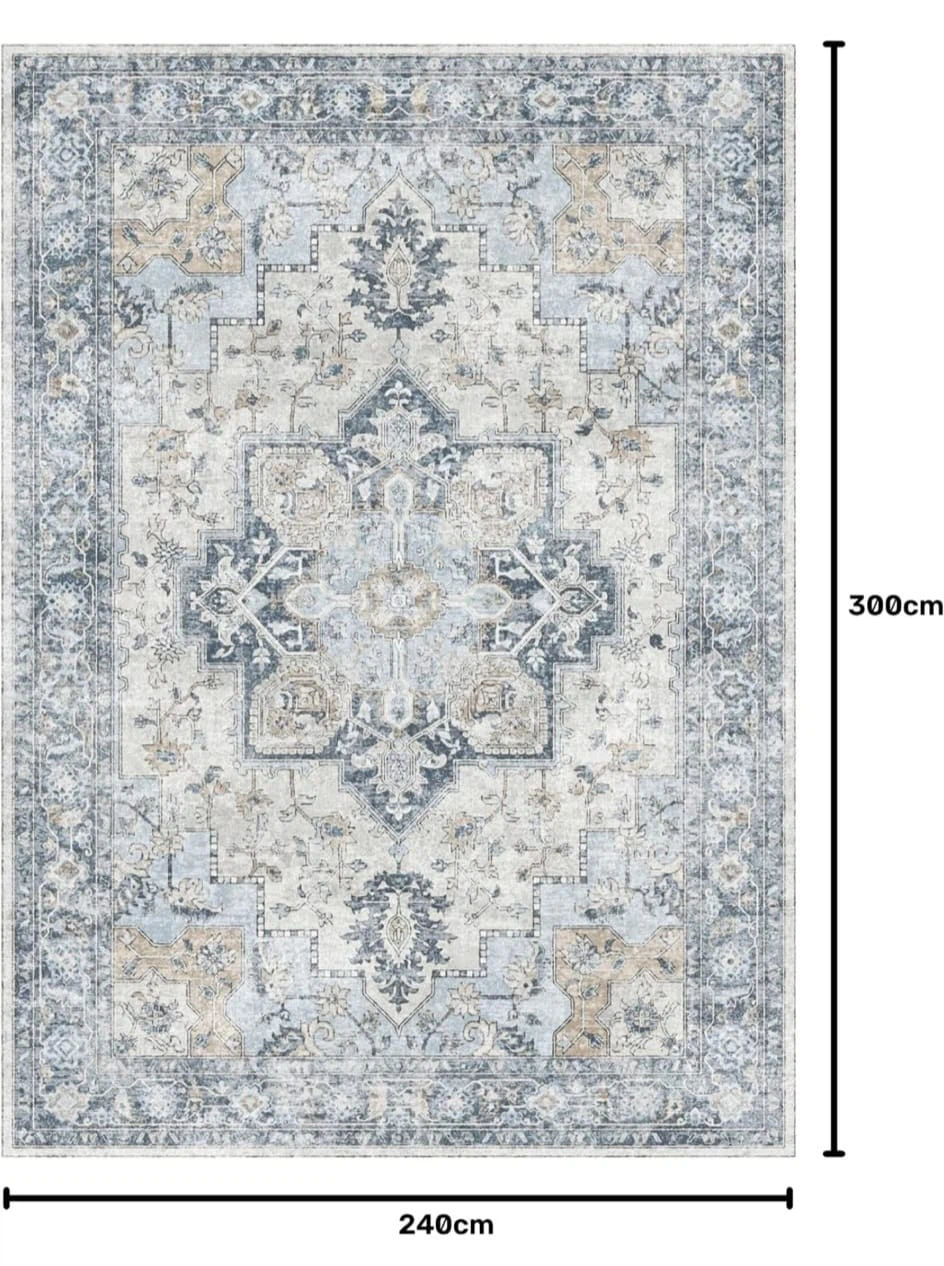 Blue and beige area rug 8x10 - photo 2