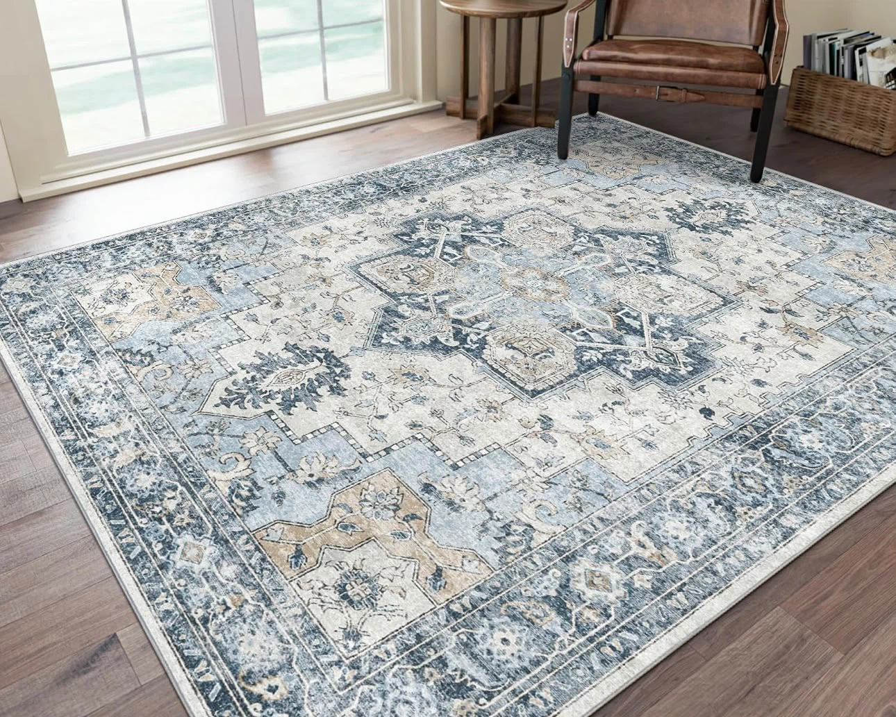 Blue and beige area rug 8x10 - photo 3