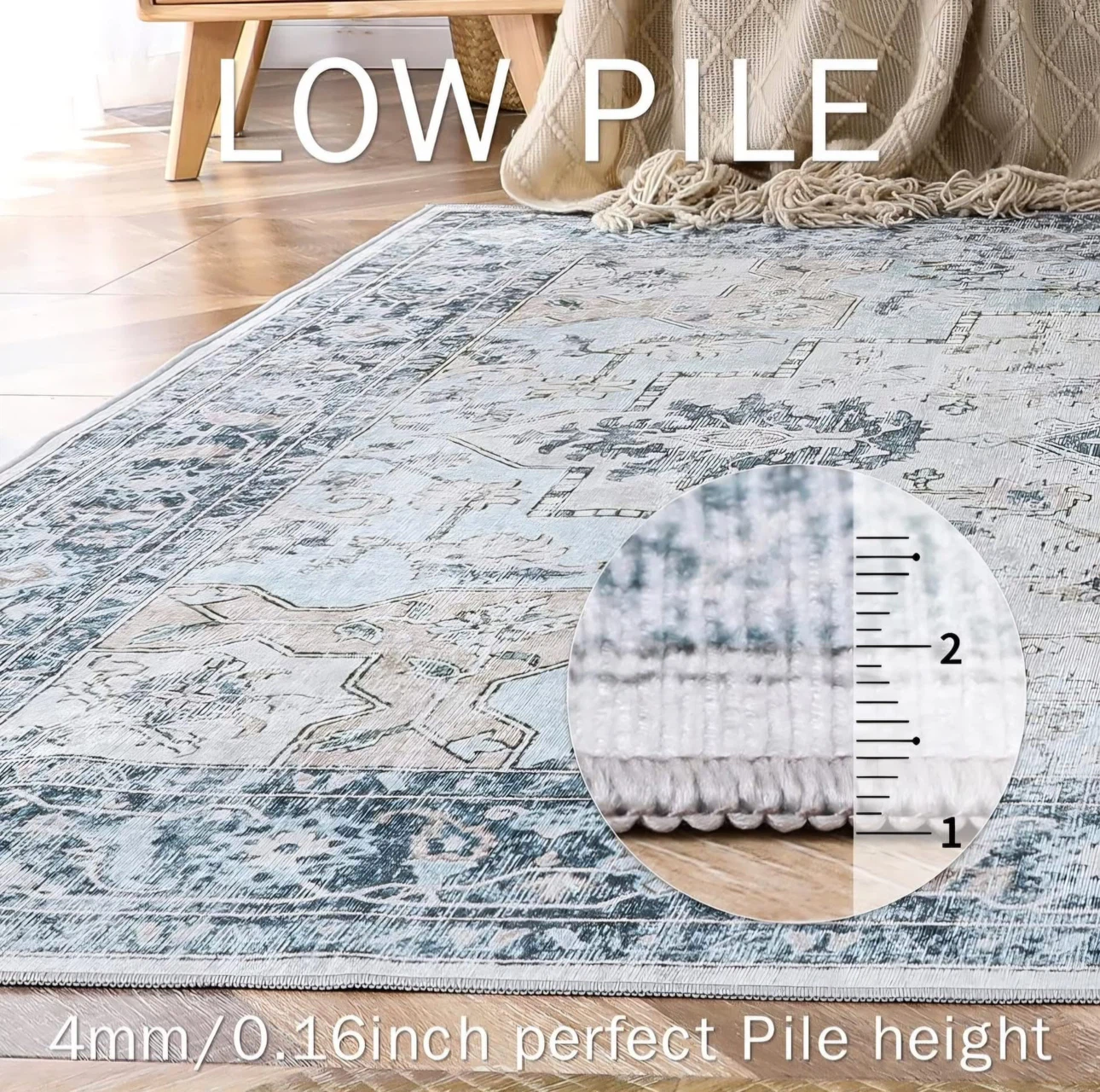 Blue and beige area rug 8x10 - photo 4