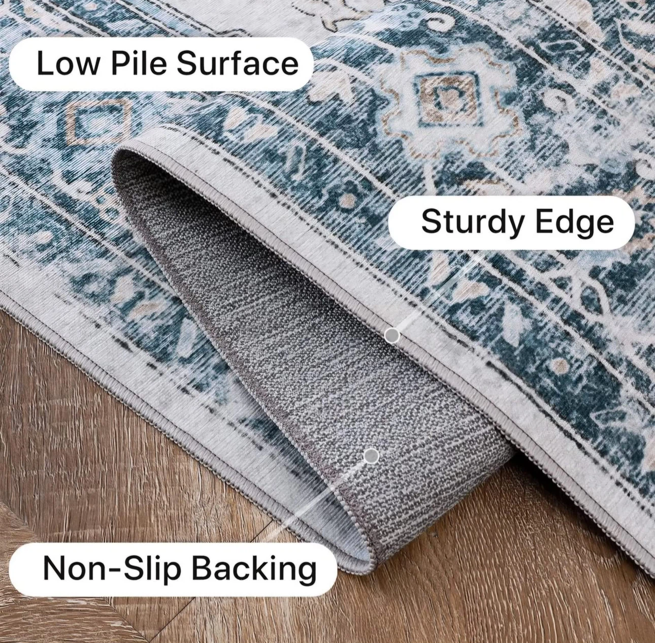 Blue and beige area rug 8x10 - photo 5