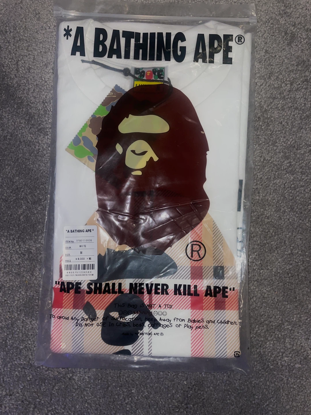 A Bathing Ape Plaid Ape Head T-Shirt White - photo 2
