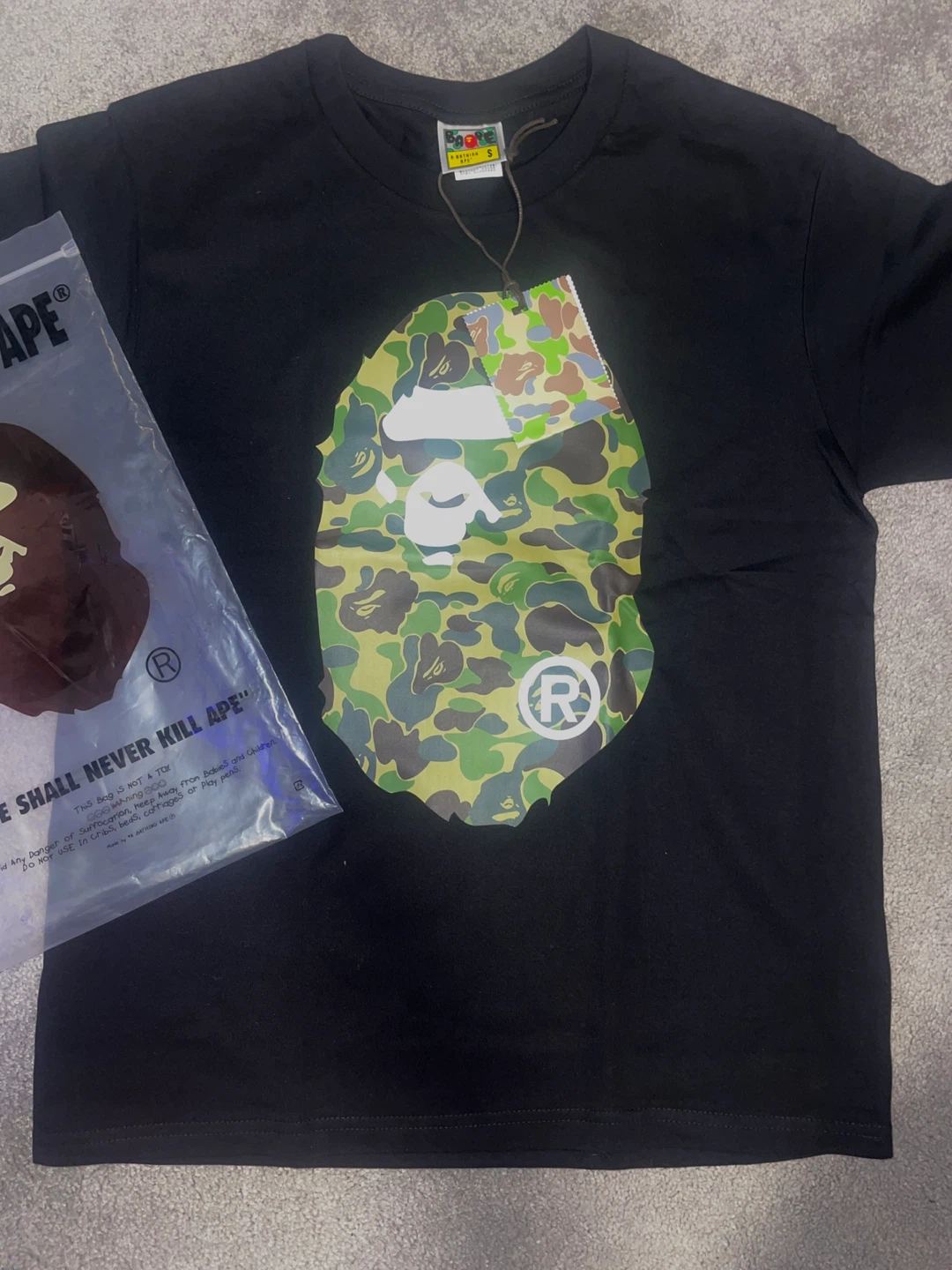 A Bathing Ape Black Camo Logo T-Shirt
