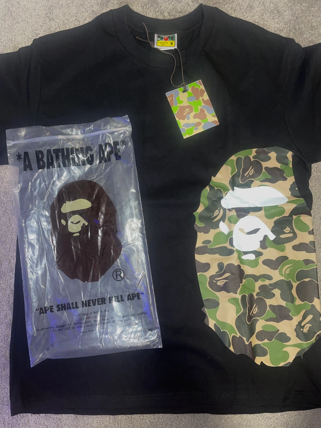 A Bathing Ape Bape Camo Logo T-Shirt Medium