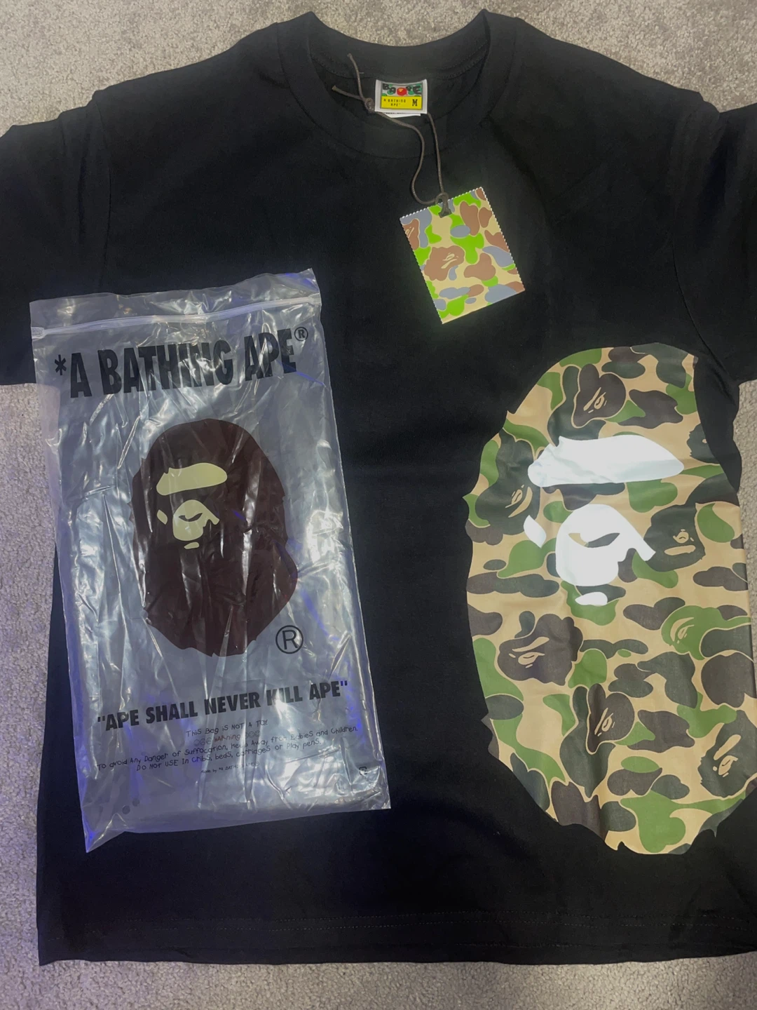 A Bathing Ape Bape Camo Logo T-Shirt Medium - photo 2