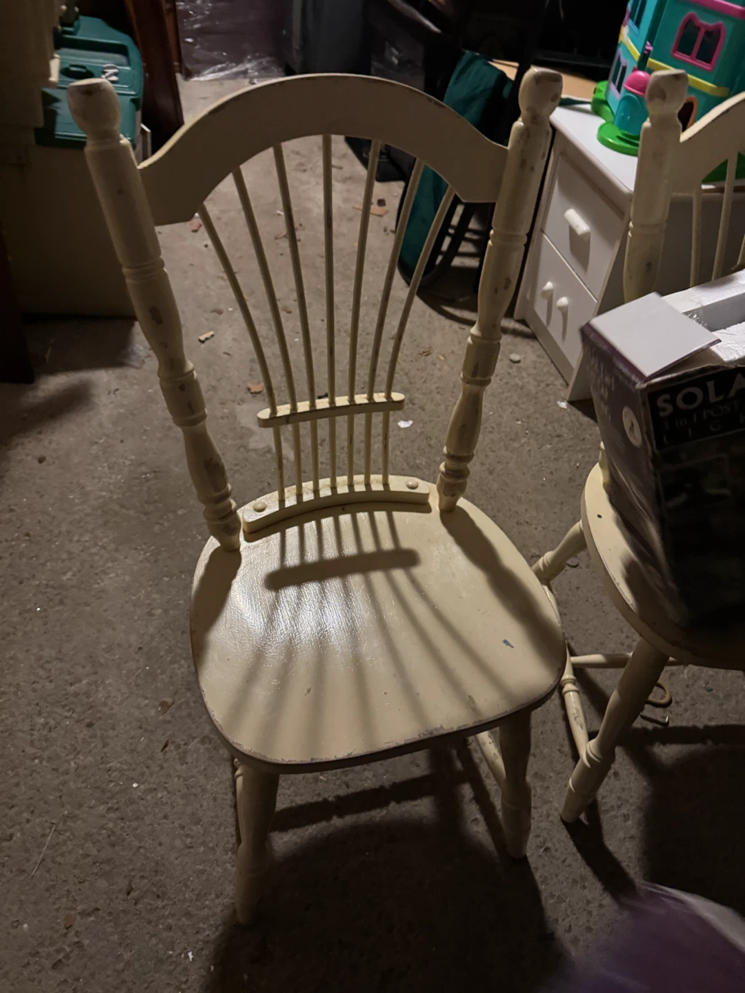 Set of Two Cream Spindle Back Chairs - photo 3