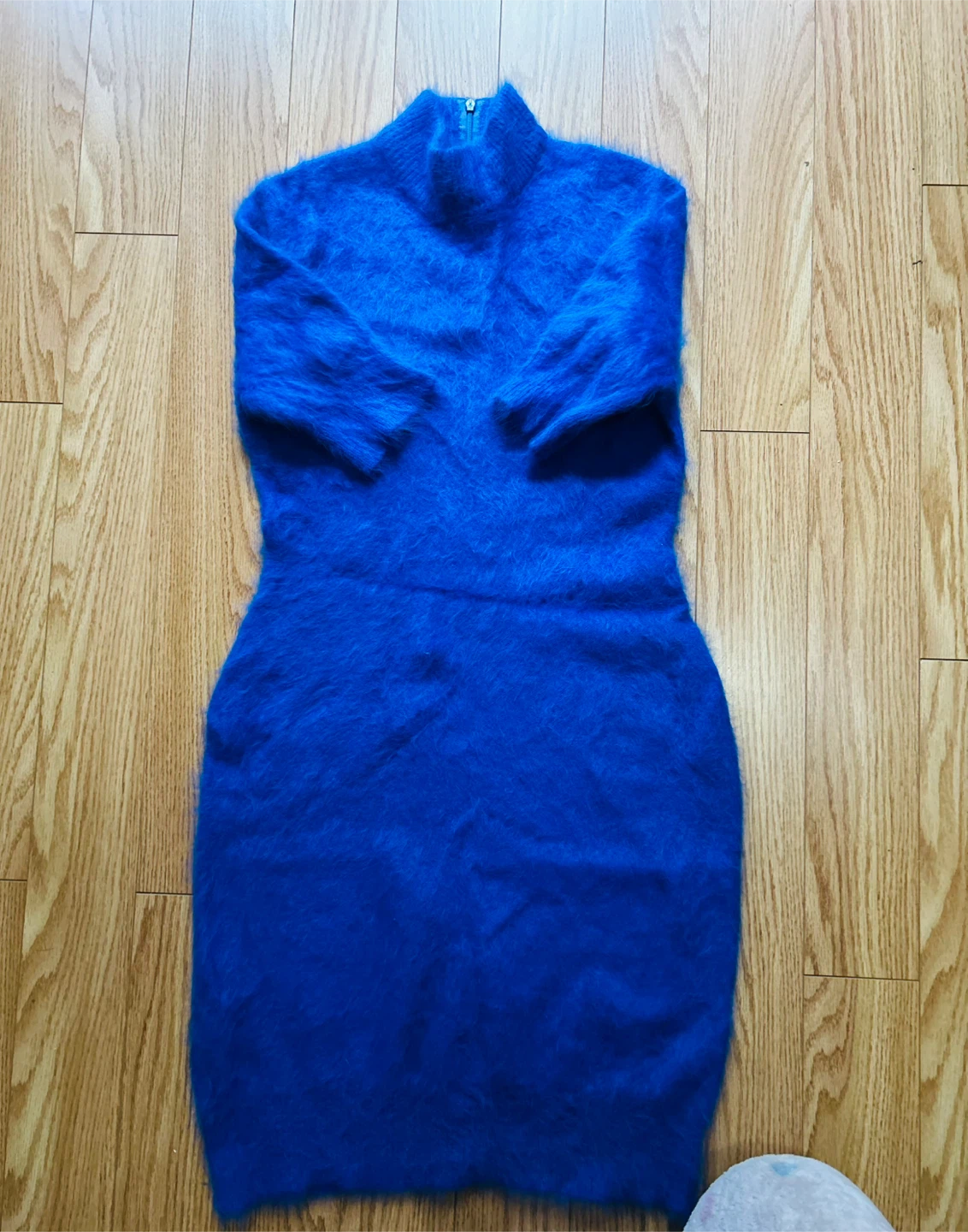 Bright Blue Fuzzy Mock Neck Knit Dress Size S - photo 2