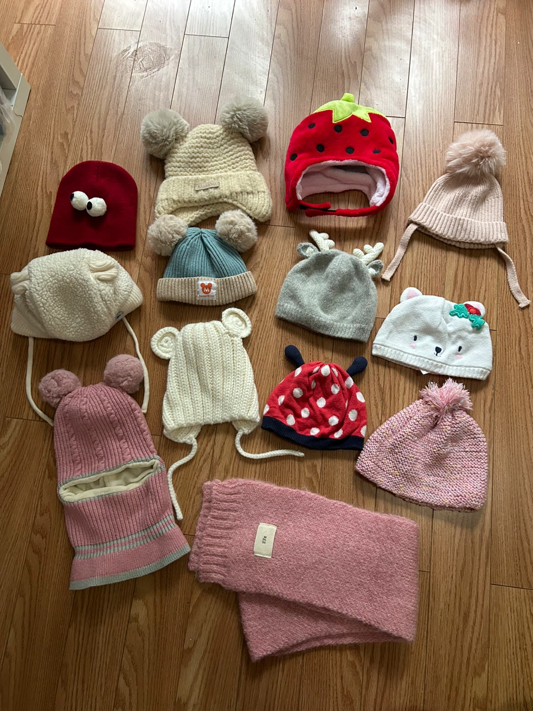 12 pieces Hats and one scarf for Toddler Size 1-3 age
