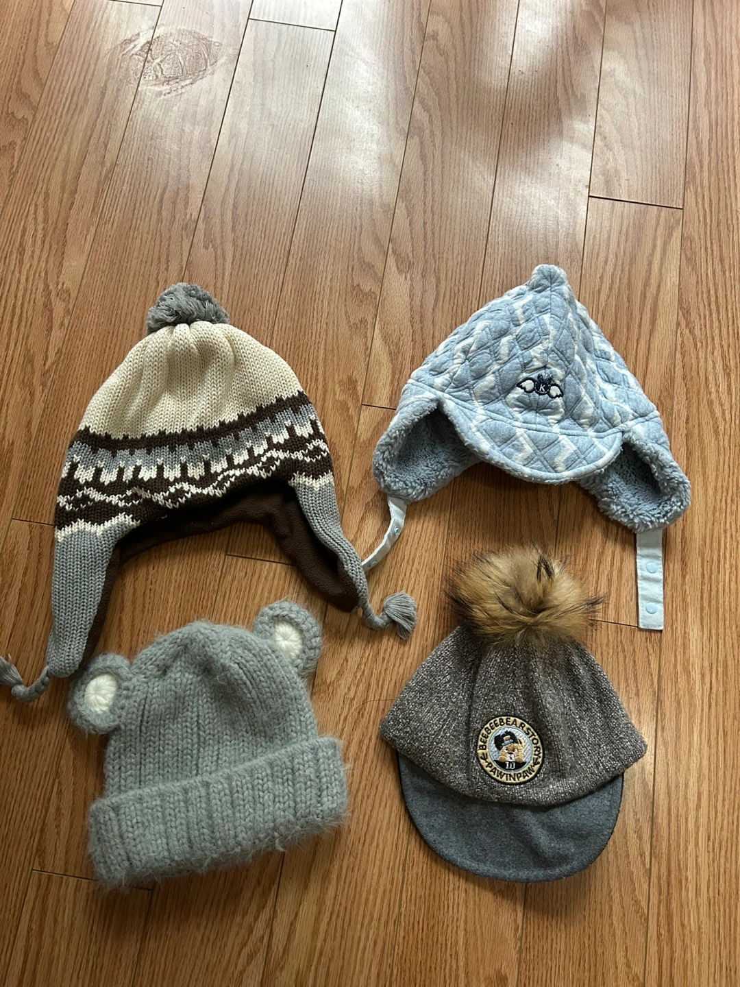 Set of 4 Kids Winter Hats Size 1-3age