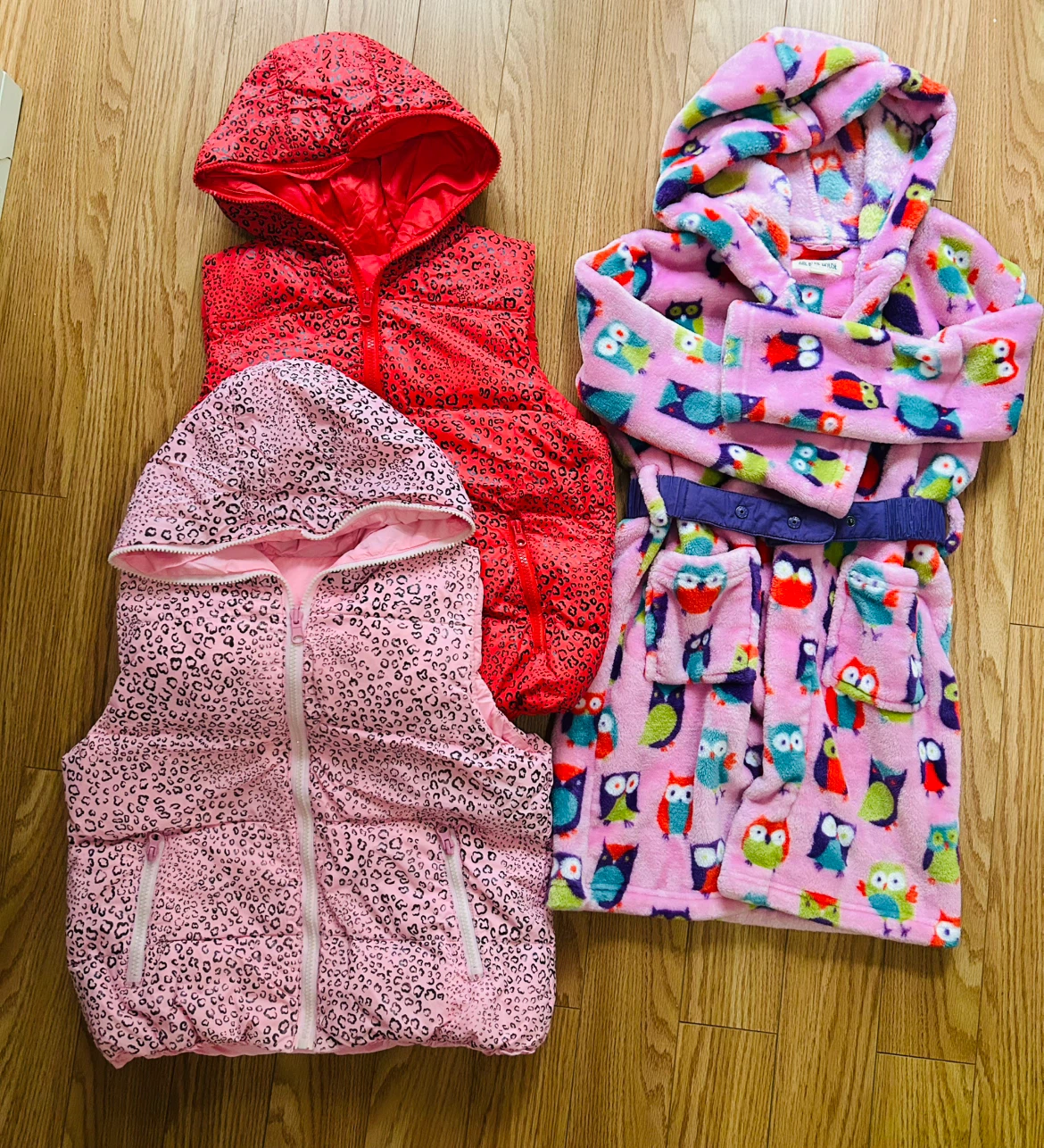 3 set Kids Winter Soft Cozy Robe and Down Vests