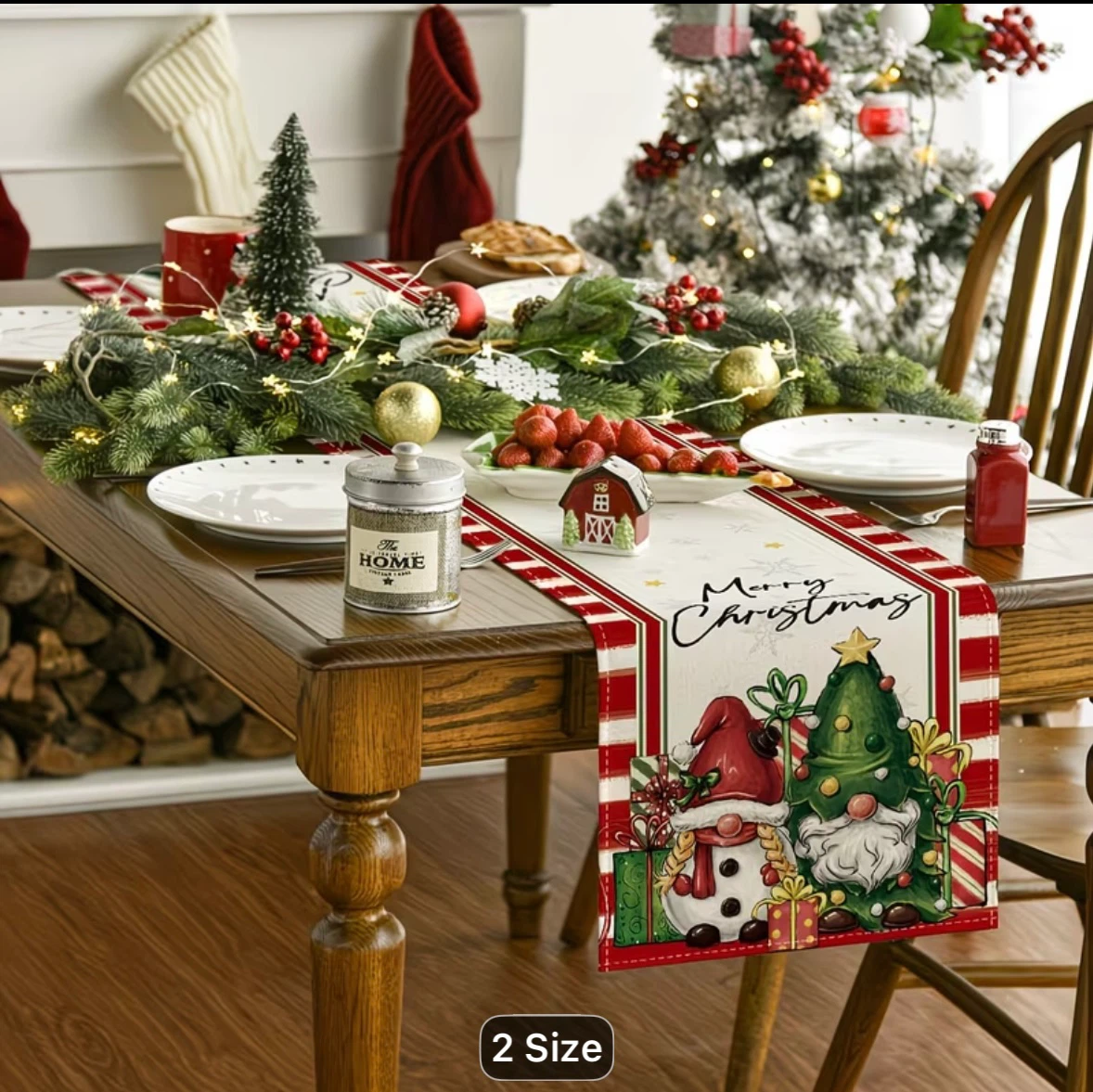 Merry Christmas Gnome Table Runner