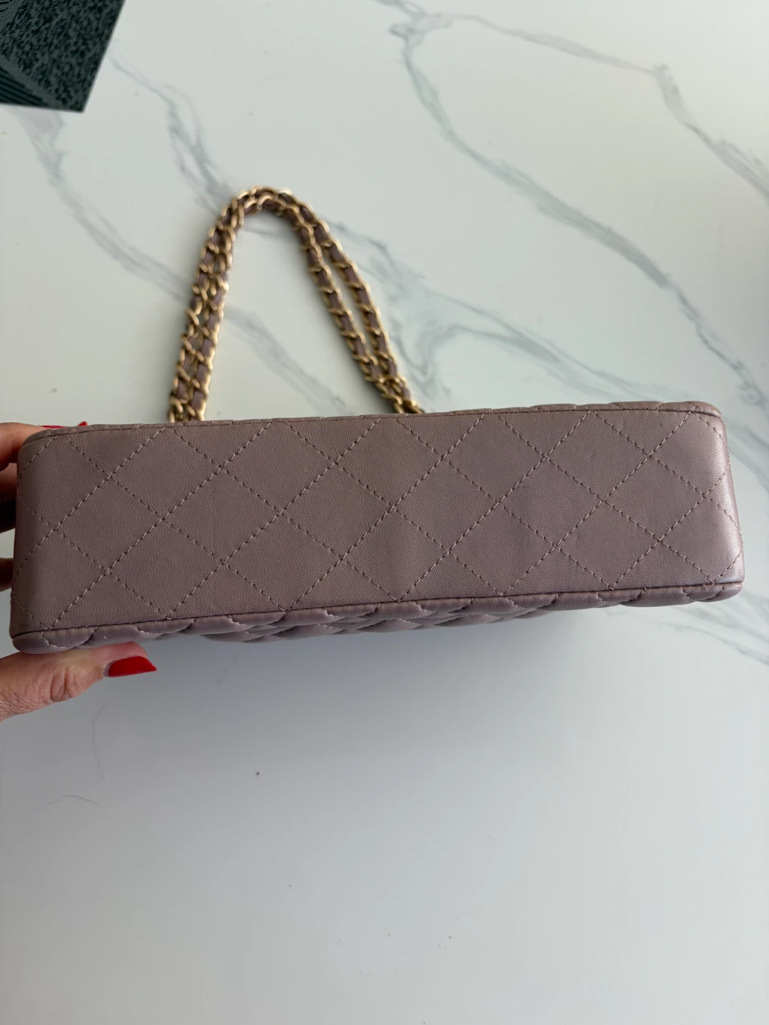 Leather Dusty Rose Quilted Flap Bag - photo 2