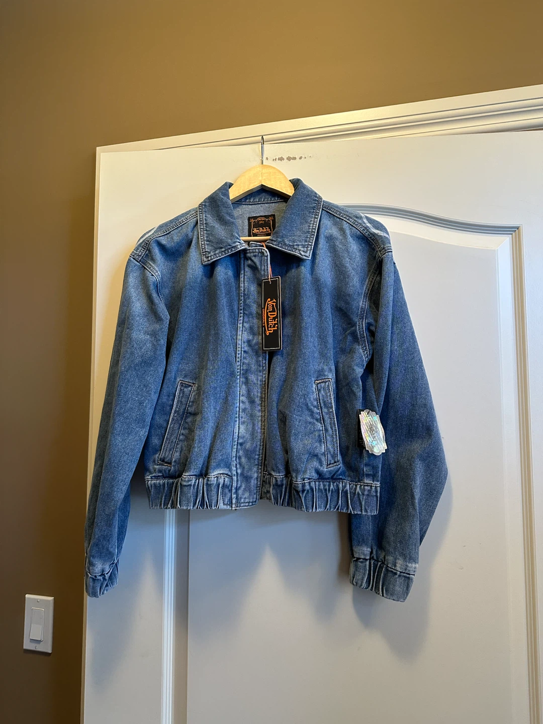 New with tags medium Von Dutch jean bomber jacket