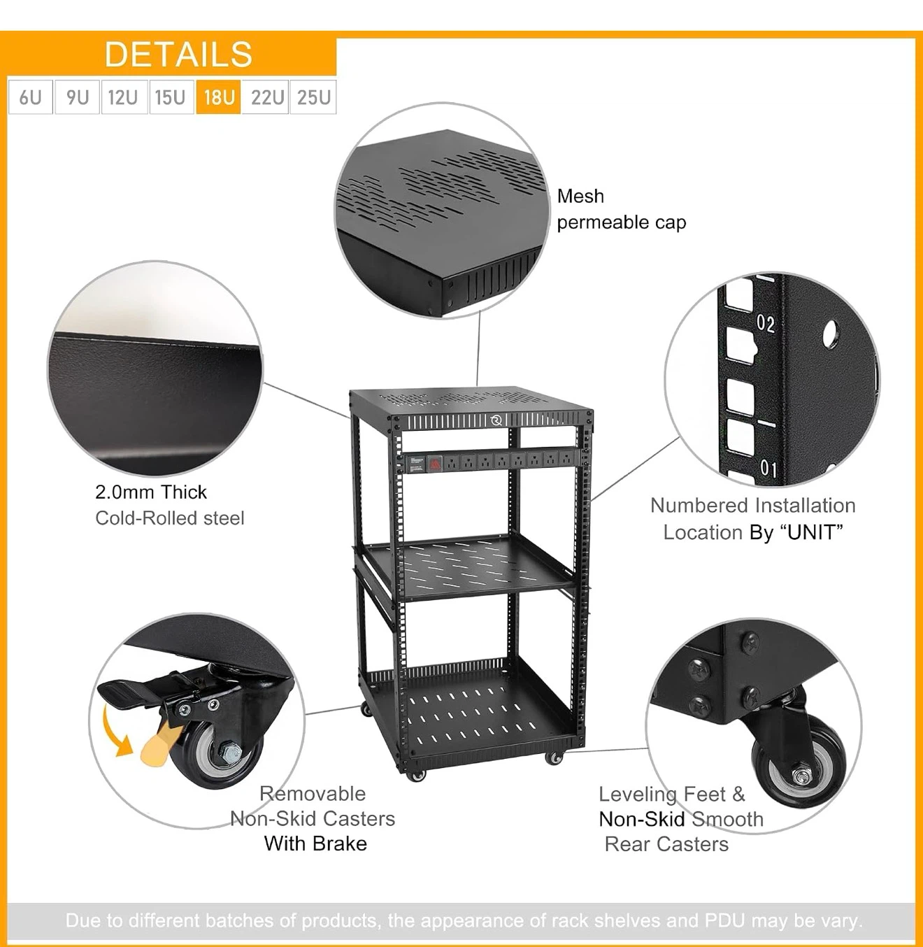 RIVECO 18U Open Frame Network Server Rack - photo 5