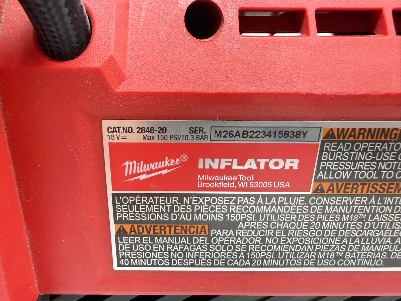 Milwaukee M18 Lithium-Ion Cordless Inflator Tool-Only 2848-20 - photo 4